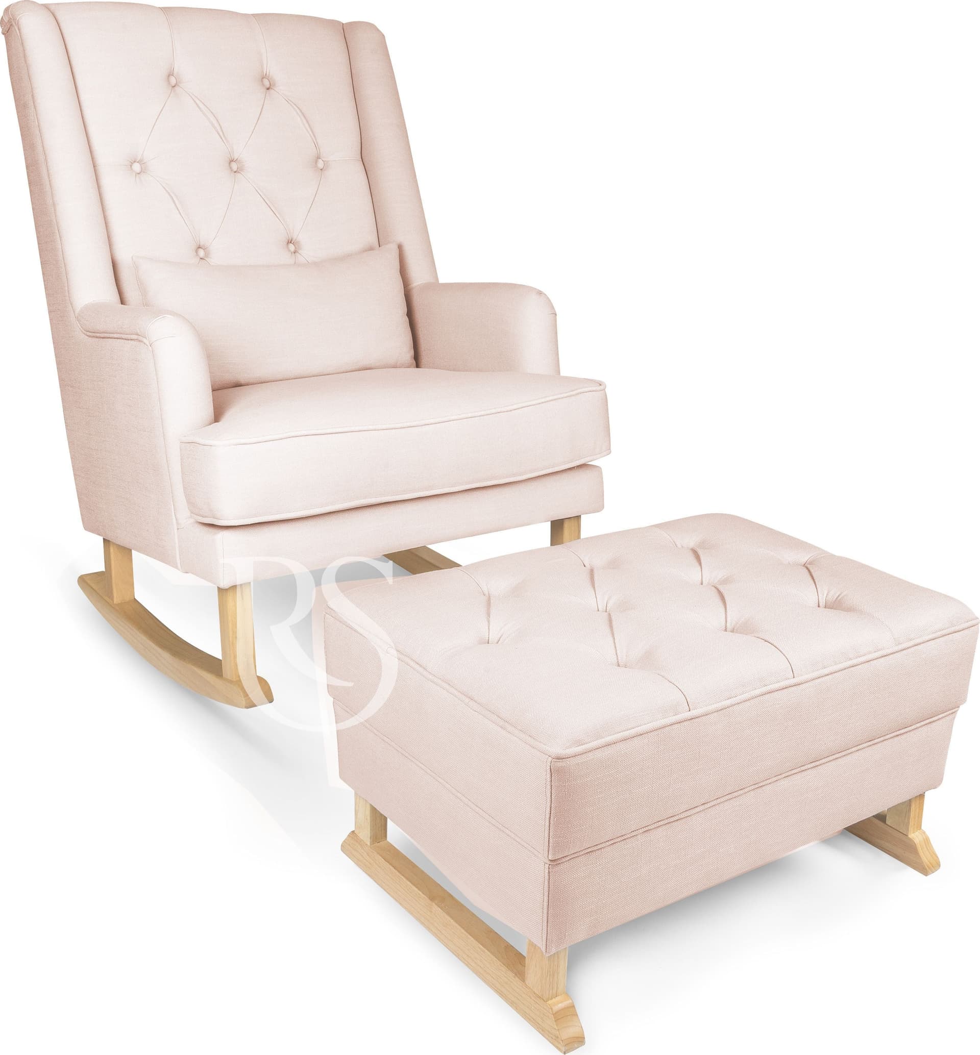 Poggiapiedi Rocking Seat Royal Footstool Blush Pink/Natural Legs in Poggiapiedi La Casa Del Bebè - Napoli, commercioVirtuoso.it