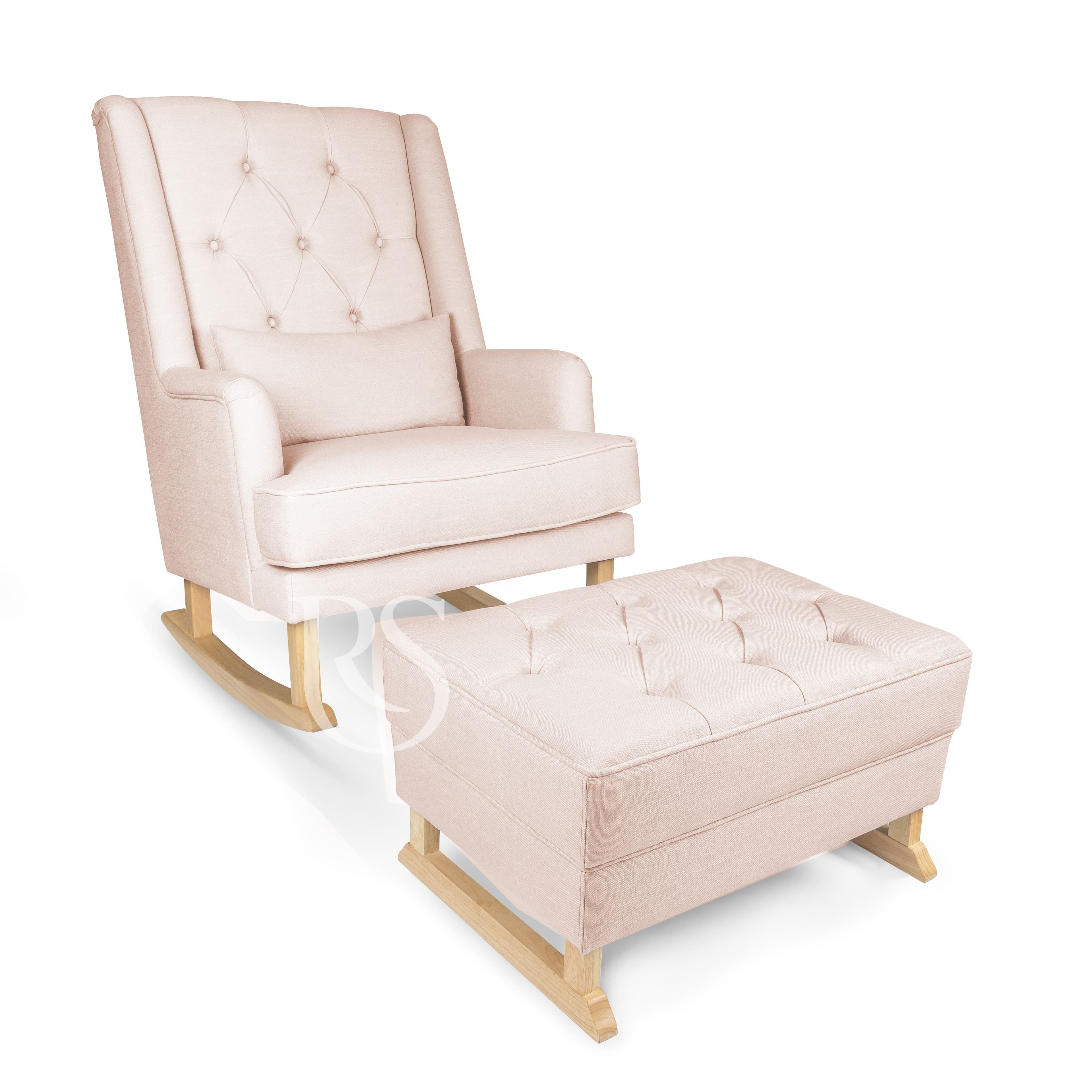 Poggiapiedi Rocking Seat Royal Footstool Blush Pink/Natural Legs in Poggiapiedi La Casa Del Bebè - Napoli, commercioVirtuoso.it