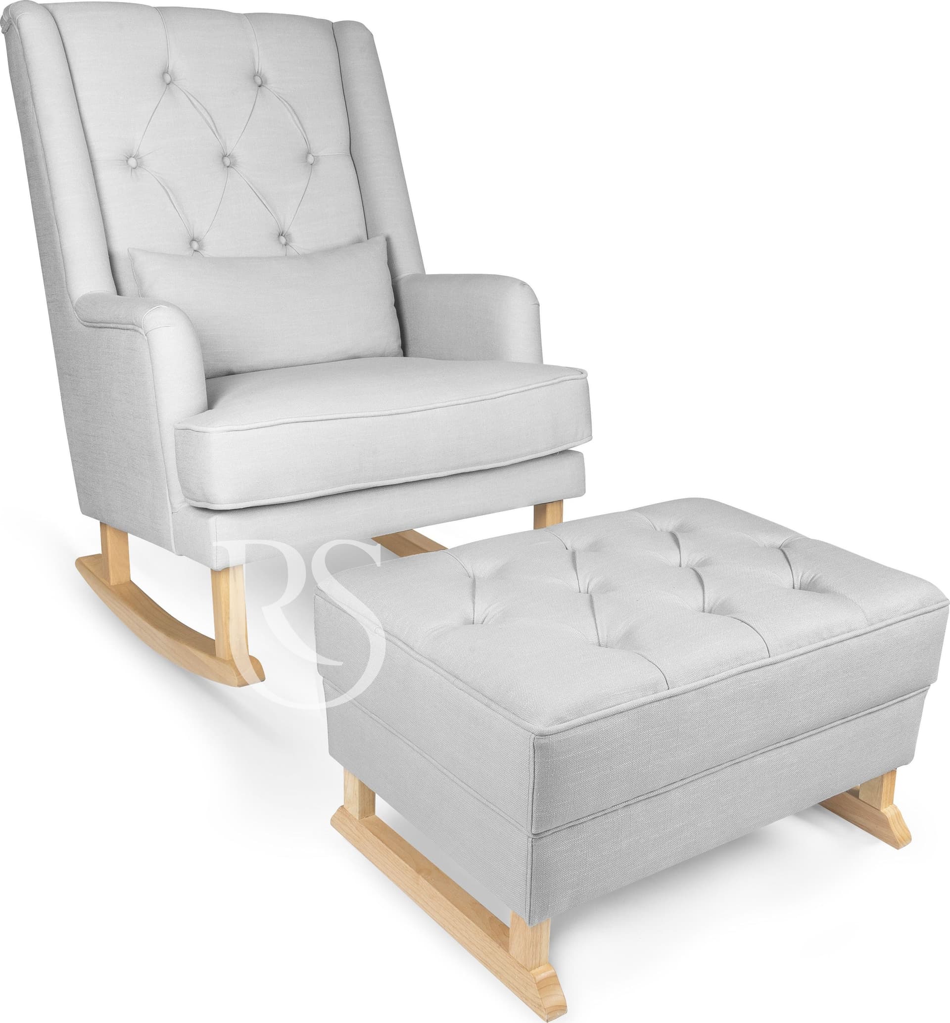 Poggiapiedi Rocking Seat Royal Footstool Silver Grey/Natural Legs in Poggiapiedi La Casa Del Bebè - Napoli, commercioVirtuoso.it