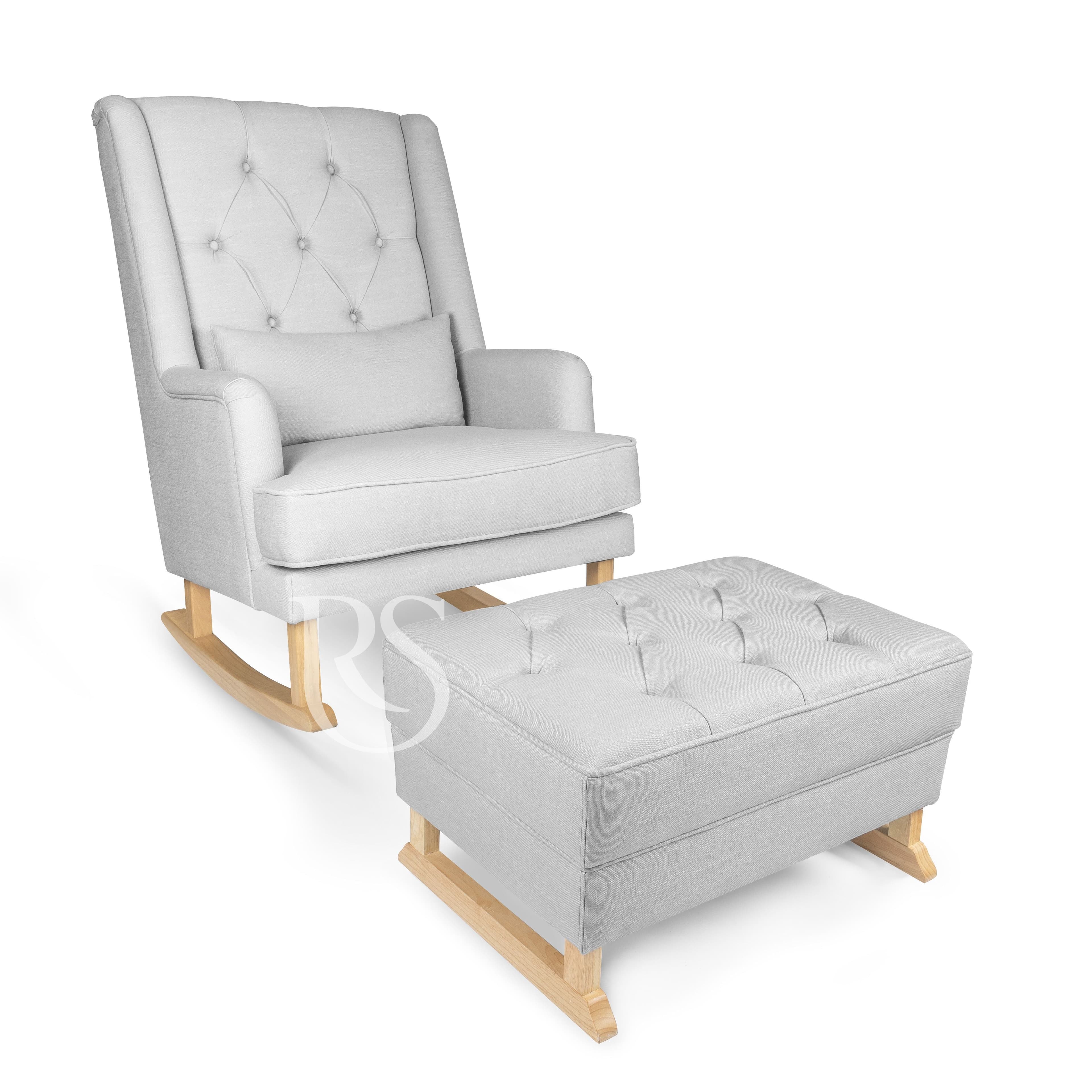 Poggiapiedi Rocking Seat Royal Footstool Silver Grey/Natural Legs in Poggiapiedi La Casa Del Bebè - Napoli, commercioVirtuoso.it
