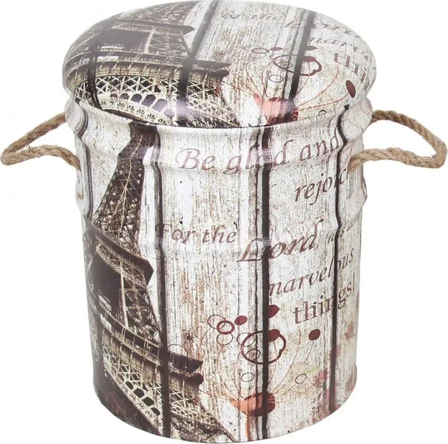 Set di 2 Pouf Contenitore Stampa Parigi Torre Eiffel in Pouf Shopbagno.it - Roma, commercioVirtuoso.it