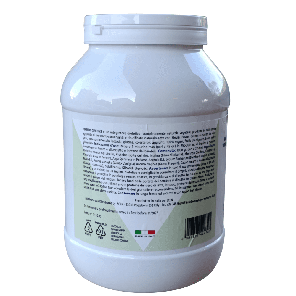 Power Greens - proteine vegetali + Superfoods - Gusto cioccolato - 1000 gr. in 7 Keto DHEA Scen Scientific and Natural - Poggibonsi, commercioVirtuoso.it