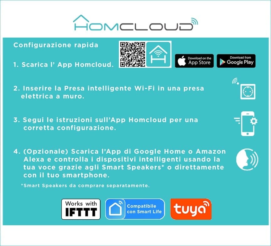 Presa Intelligente Wi-Fi 16A Italiana con controllo energia e comando da Smartphone e Vocale HOMCLOUD in Spine intelligenti e telecomandate DFP Elettronica Store - Scafati, commercioVirtuoso.it