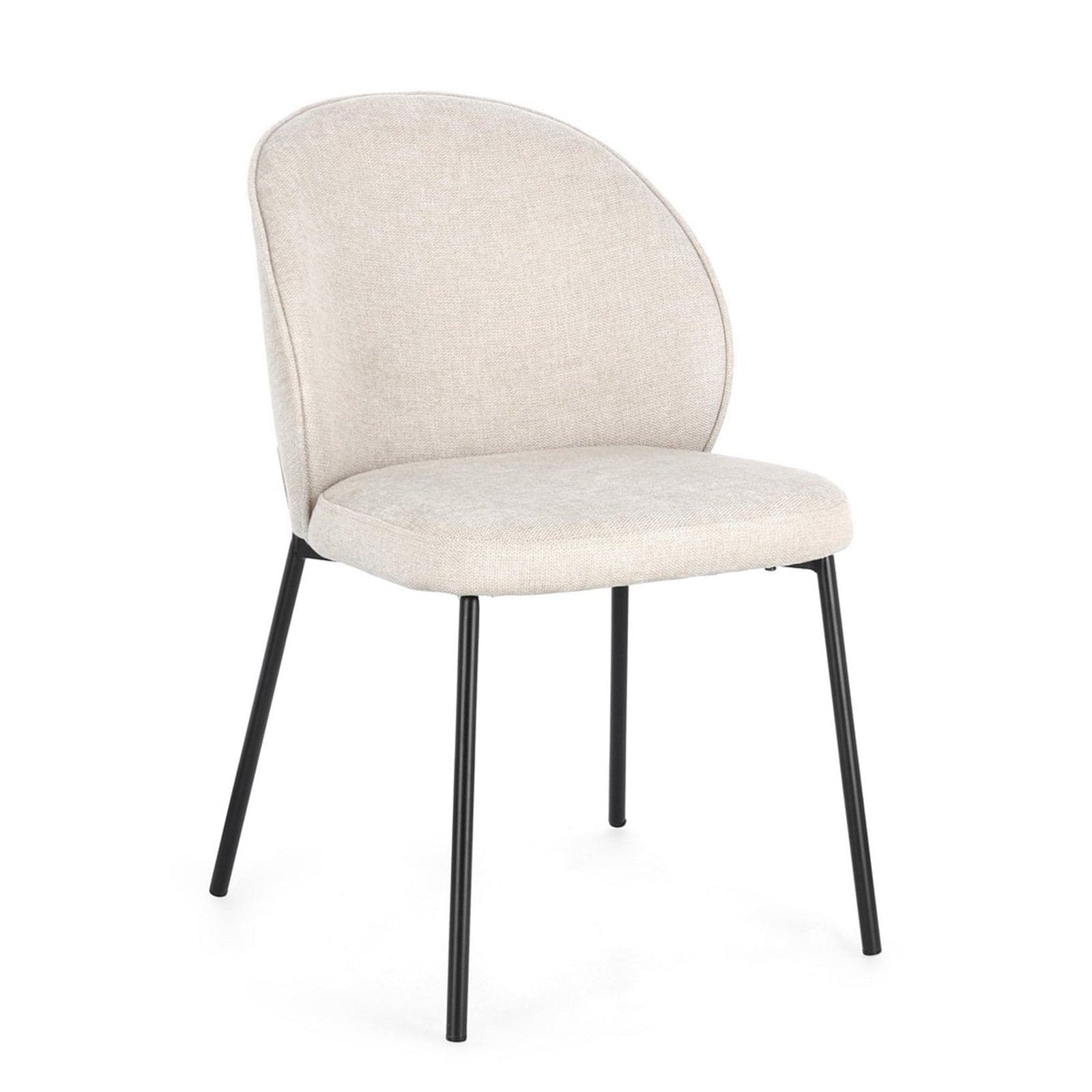 Sedia "Wendy" con struttura in acciaio, per arredo interno 54 x 60 x h 83 cm – Nero/Beige, Confezione da 1 pezzo – Bizzotto