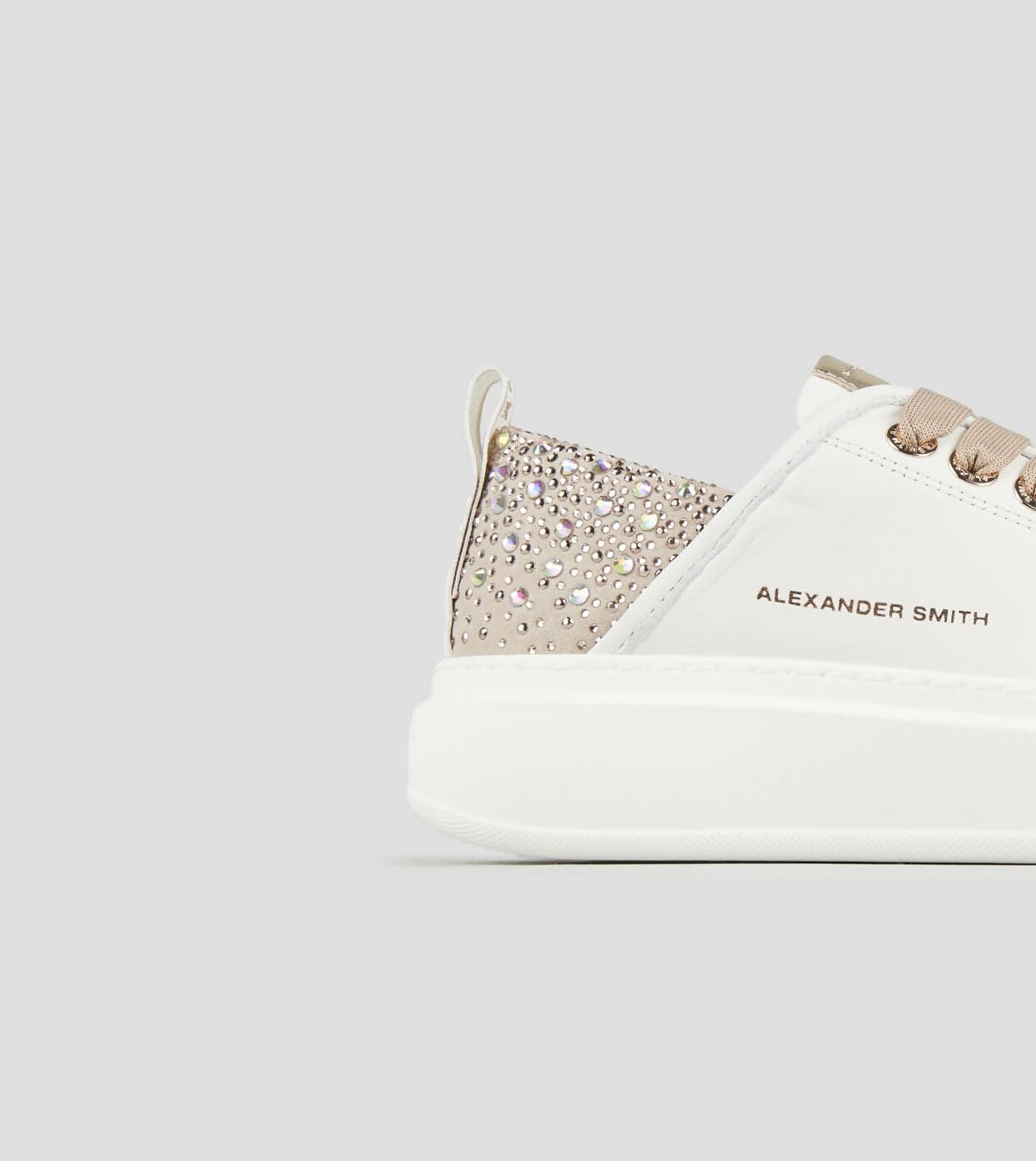 Alexander Smith Donna sneakers in pelle bianca e tallone beige con strass in Sneaker casual Cantali Calzature - Randazzo, commercioVirtuoso.it