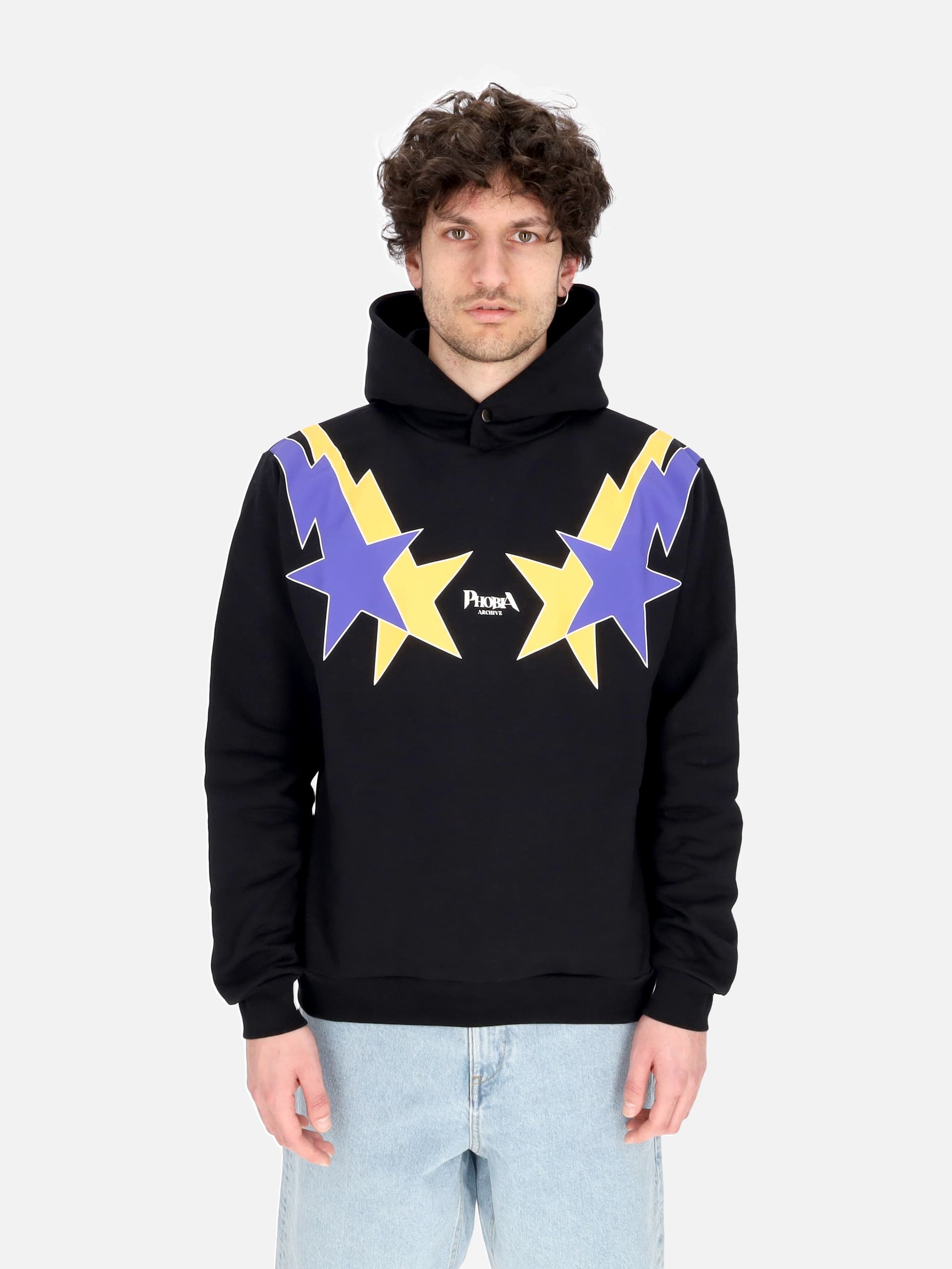PHOBIA Felpa Leggera Cappuccio Uomo Starry Lightning Hoodie Black/yellow/purple da uomo in Felpe con cappuccio Drestige - Casamassima, commercioVirtuoso.it