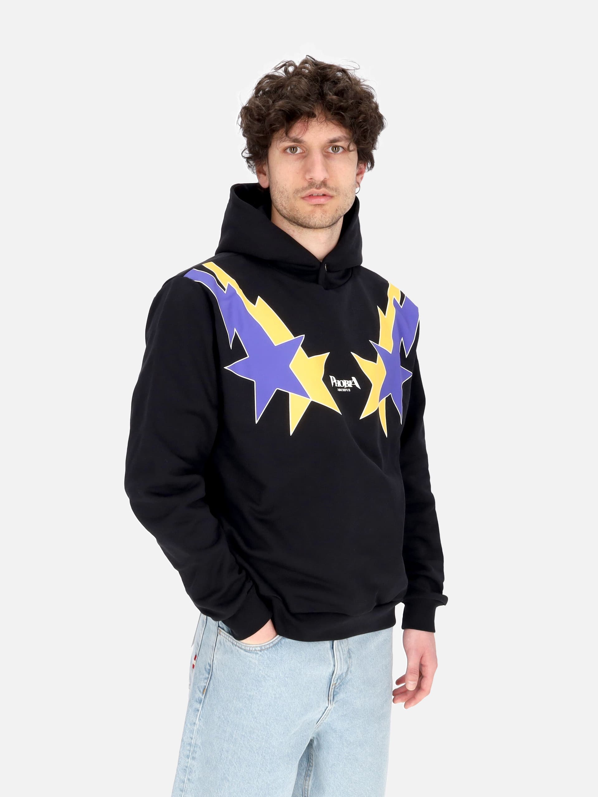 PHOBIA Felpa Leggera Cappuccio Uomo Starry Lightning Hoodie Black/yellow/purple da uomo in Felpe con cappuccio Drestige - Casamassima, commercioVirtuoso.it