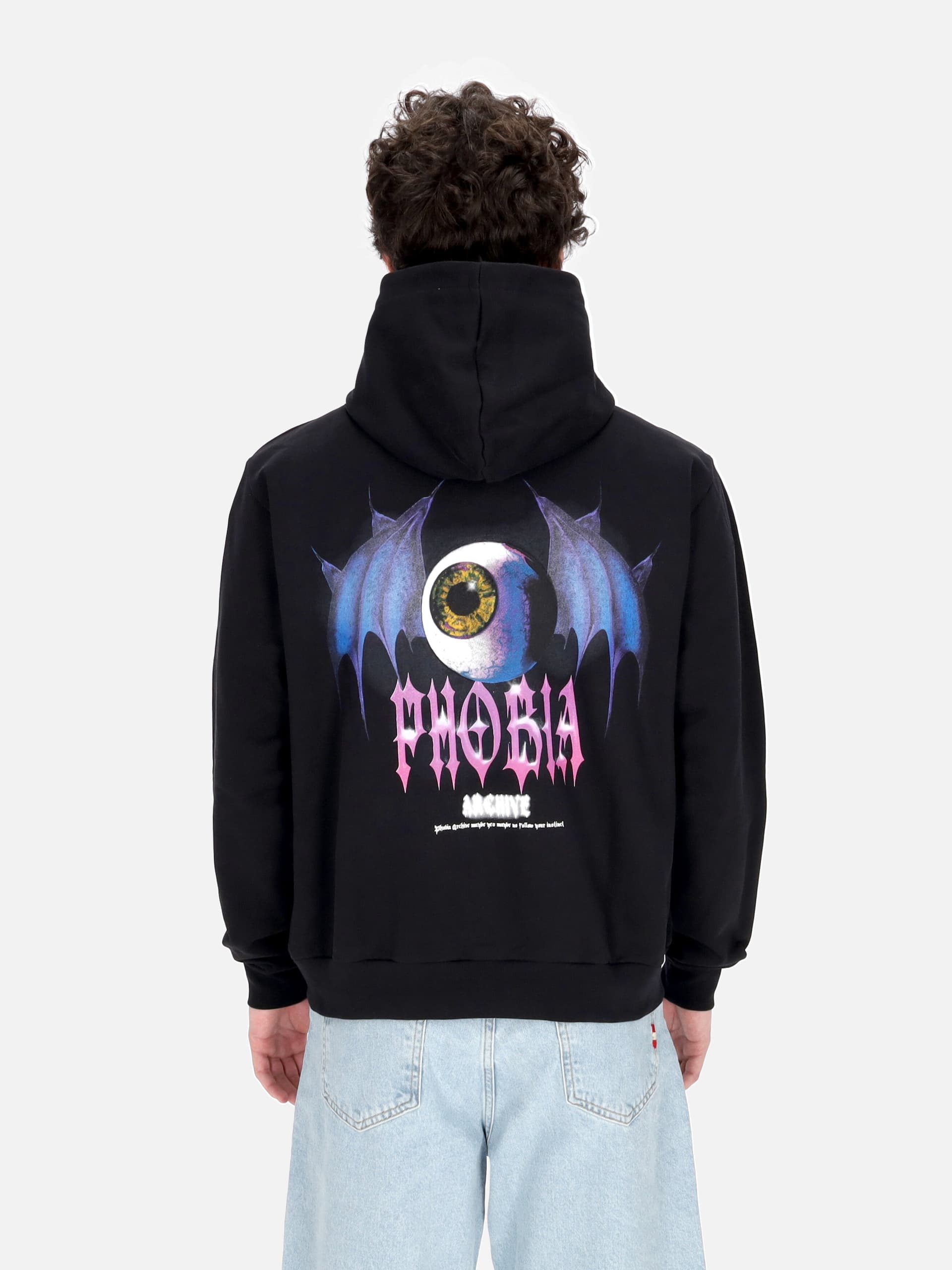 PHOBIA Felpa Leggera Cappuccio Uomo Bat Eye Print Hoodie Black/purple da uomo in Felpe con cappuccio Drestige - Casamassima, commercioVirtuoso.it