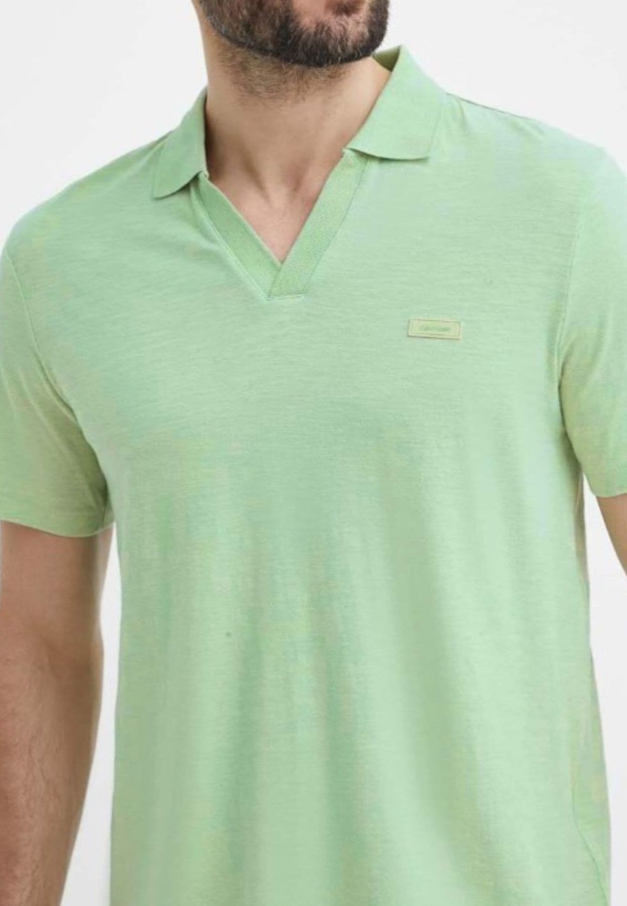 calvin klein POLO COTTON LINEN OPEN COLLAR POLO da uomo in Polo Drestige - Casamassima, commercioVirtuoso.it