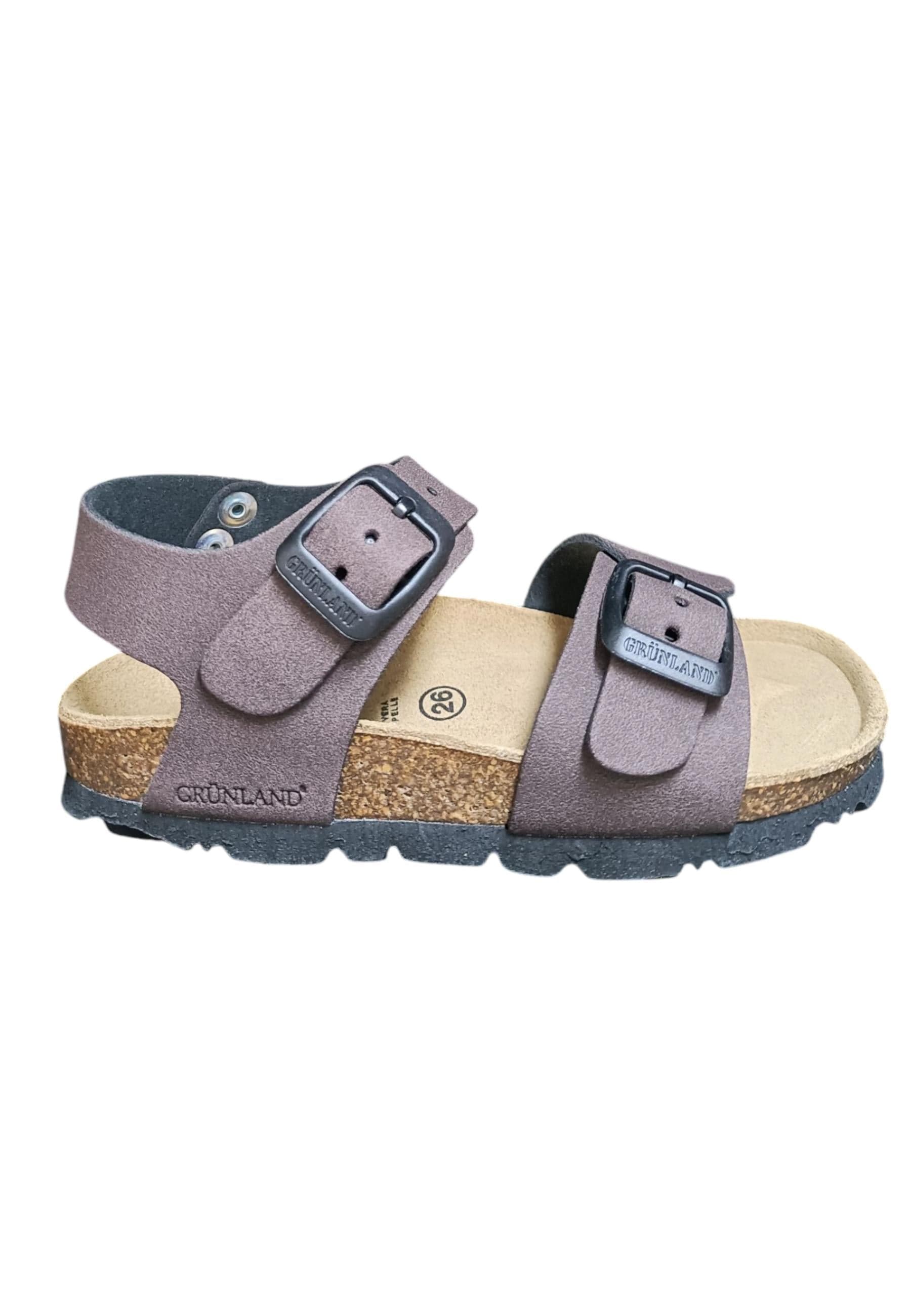 Sandalo bio bambino Grunland Junior 0635 testa di moro pelle sughero fibbia comfort - 6