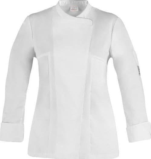 Giacca Susi Bianco con Profilo Grigio Giacca Cuoco Maniche Lunghe con Profilo in Giacche da chef Dresswork - Como, commercioVirtuoso.it