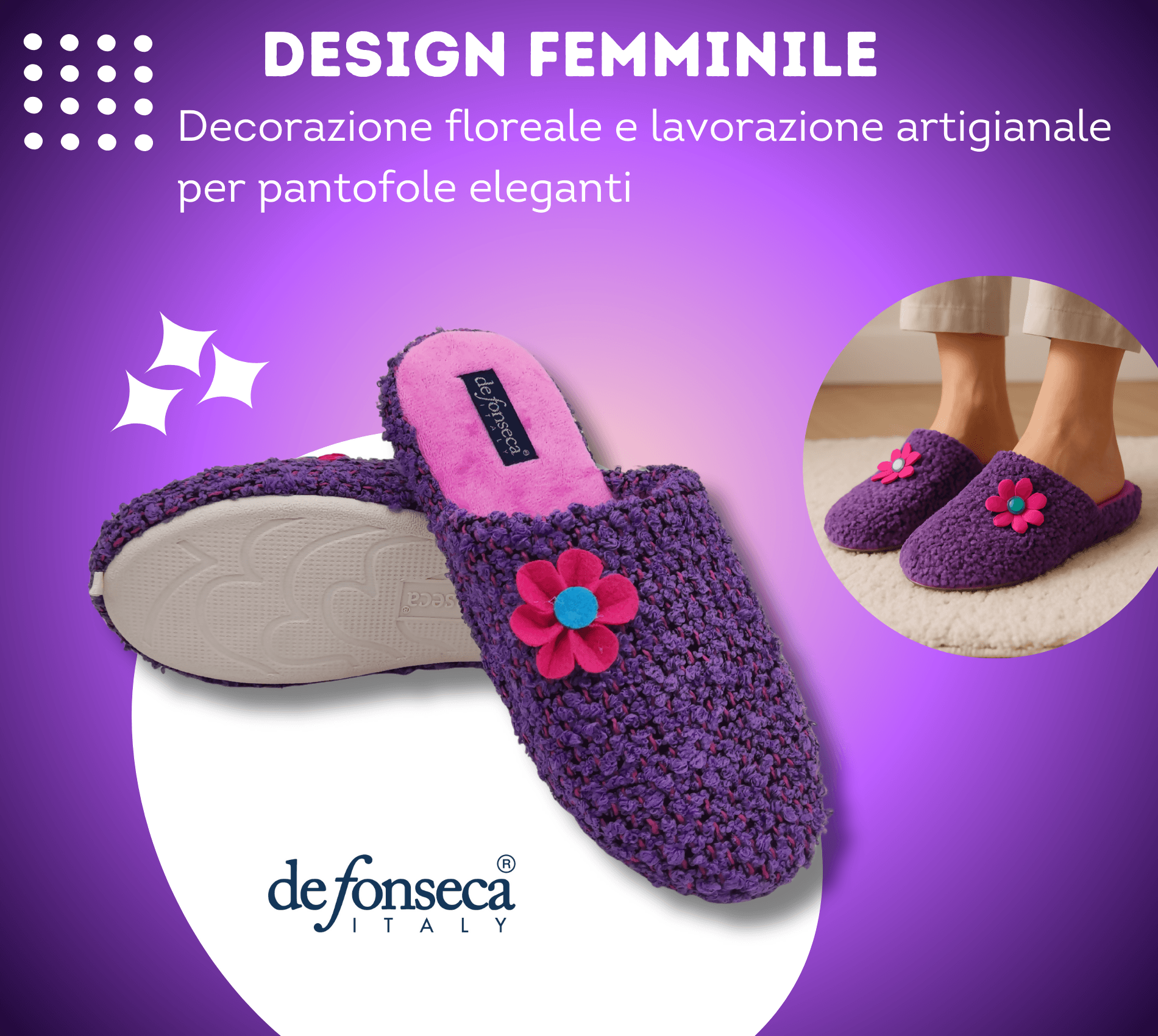 de fonseca Ciabatte Bouclé Suola in Gomma Antiscivolo, Pantofole Donna Estate Inverno in Cotone Traspirante in Ciabatte moda Primo Calzature - Venezia, commercioVirtuoso.it