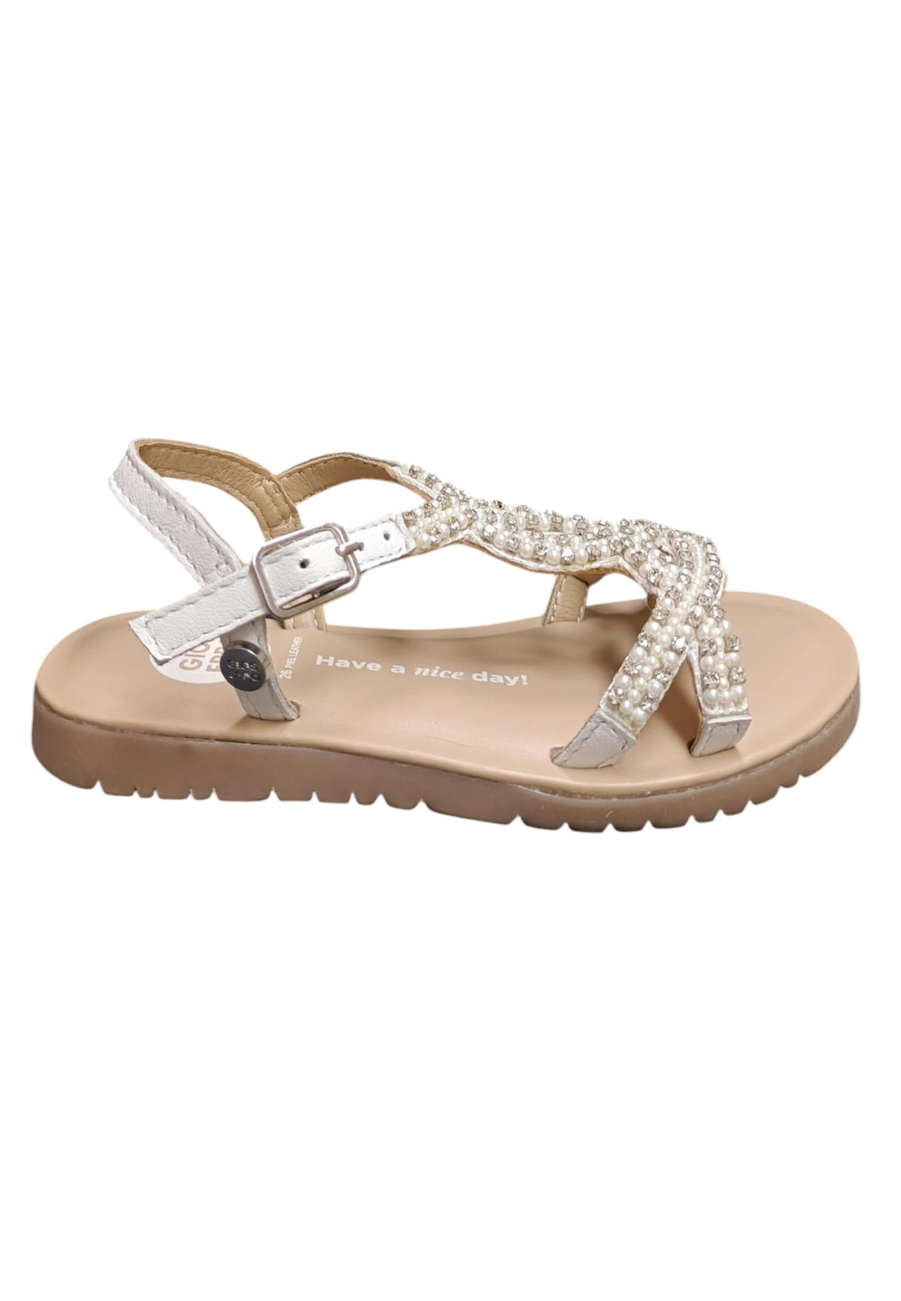 Sandalo bambina Gioseppo Komensky bianco pelle fibbia comfort elegance - 6