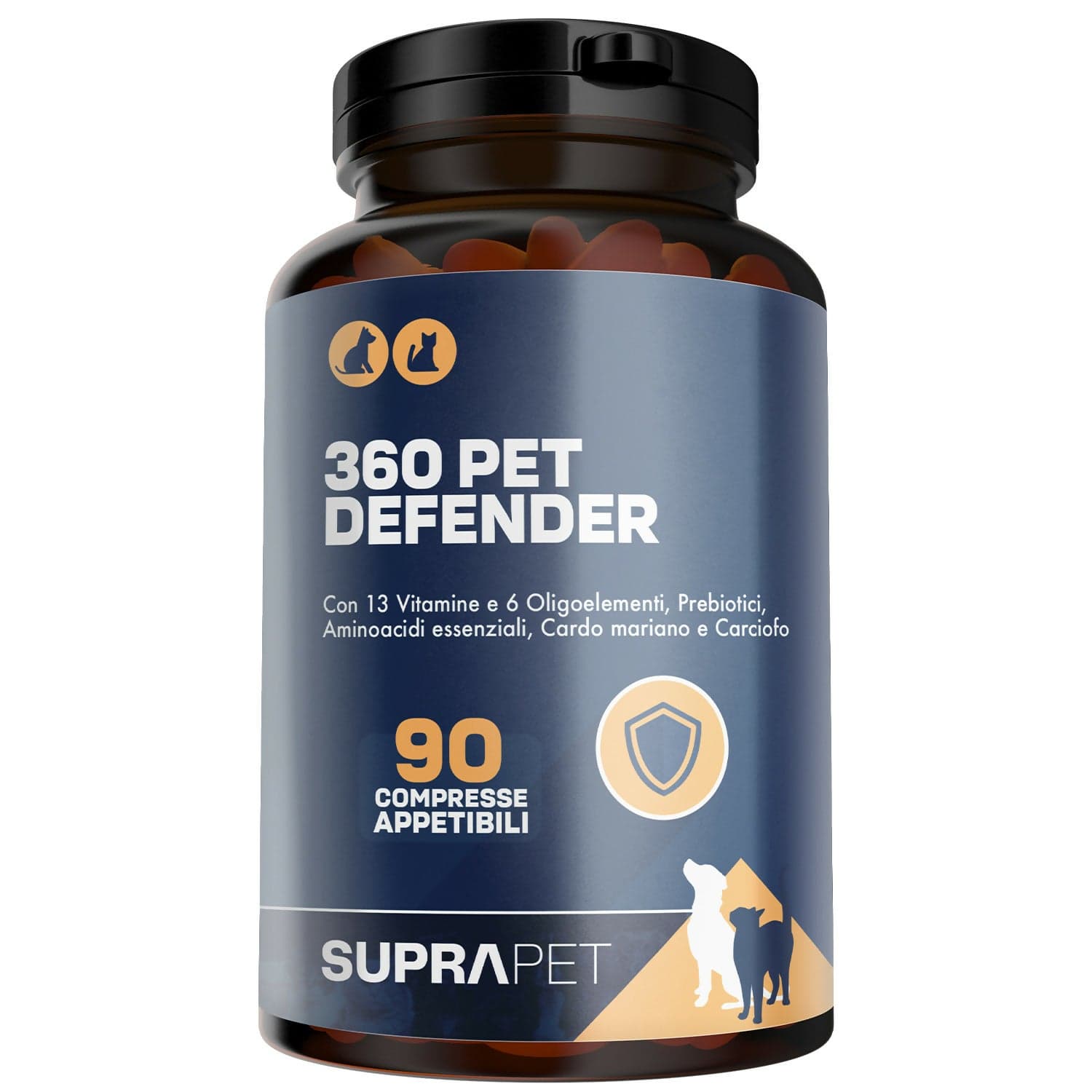 Multivitaminico cani e gatti 90 compresse appetibili - per sistema immunitario, articolazioni, pelo con 13 vitamine, 6 minerali, aminoacidi essenziali, cardo mariano e carciofo, 360 pet defender
