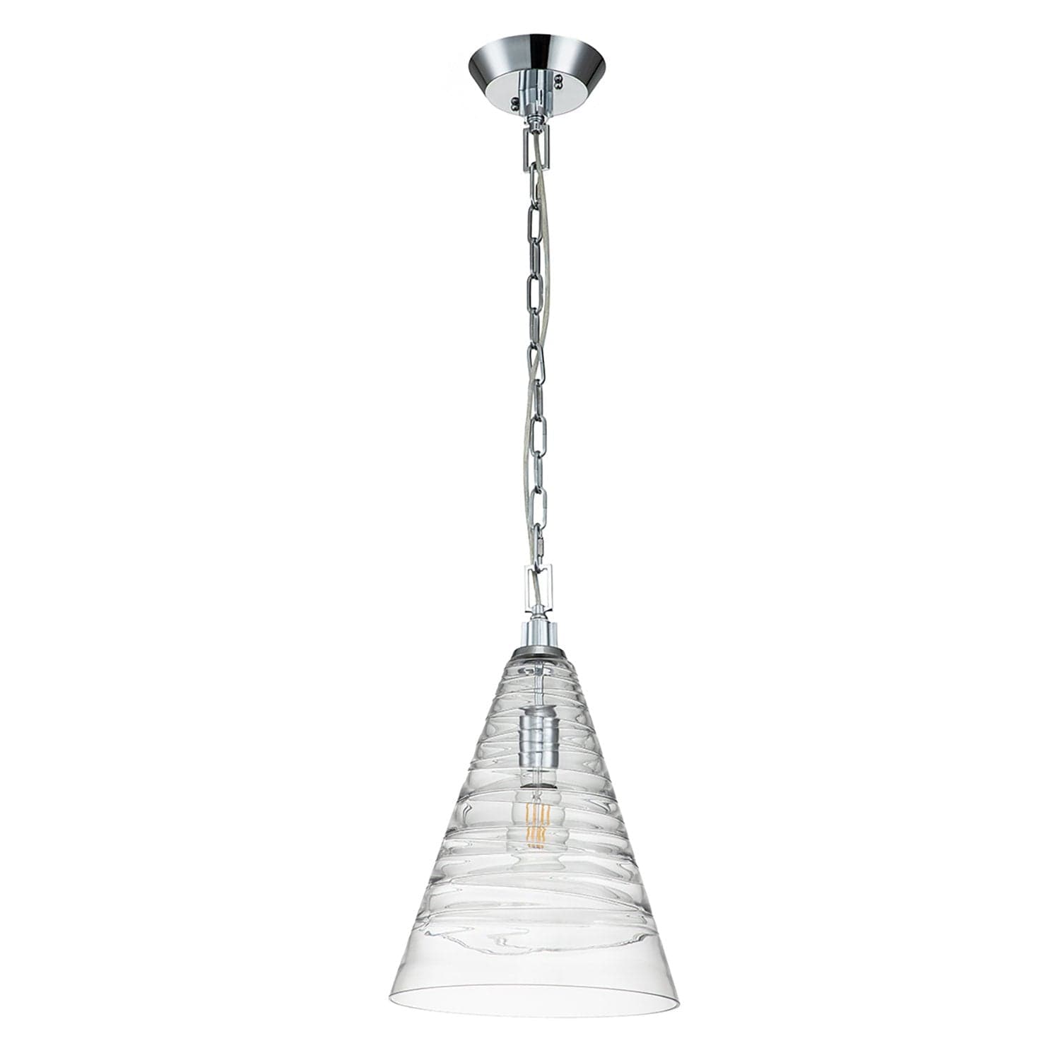 Sospensione Contemporanea Elmore Acciaio Cromo Lucido Vetro 1 Luce E27 in Lampade a sospensione LuceArt - Montecorvino Pugliano, commercioVirtuoso.it