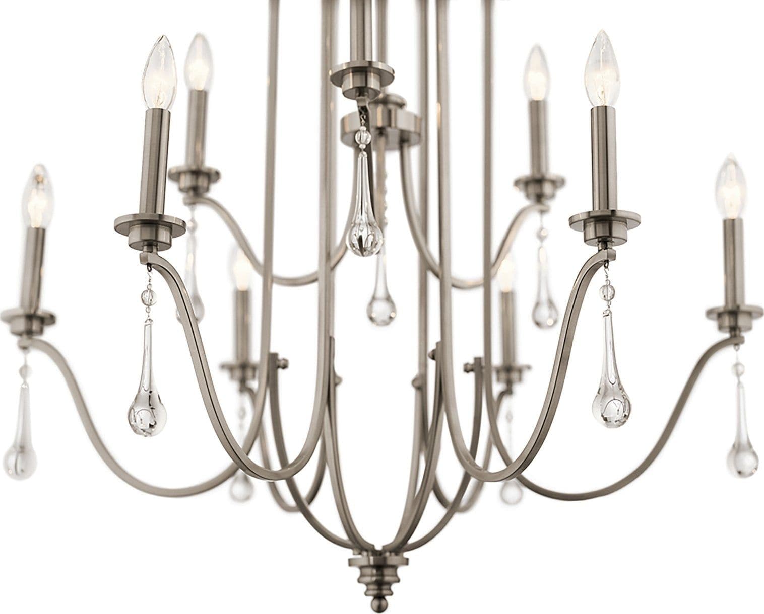Lampadario Classico Karlee Acciaio Peltro Classico Cristallo 9 Luci E14 in Lampadari LuceArt - Montecorvino Pugliano, commercioVirtuoso.it