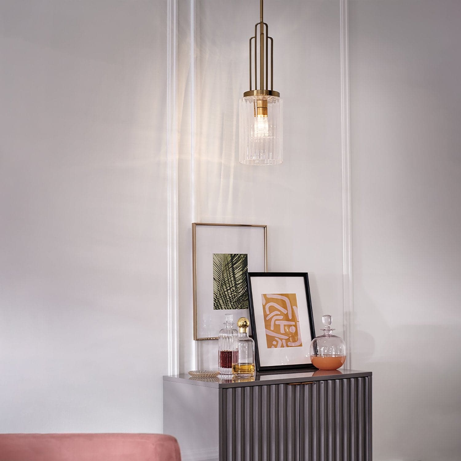 Sospensione Contemporanea Kimrose Acciaio Ottone Spazzolato Vetro 1 Luce E27 in Lampade a sospensione LuceArt - Montecorvino Pugliano, commercioVirtuoso.it