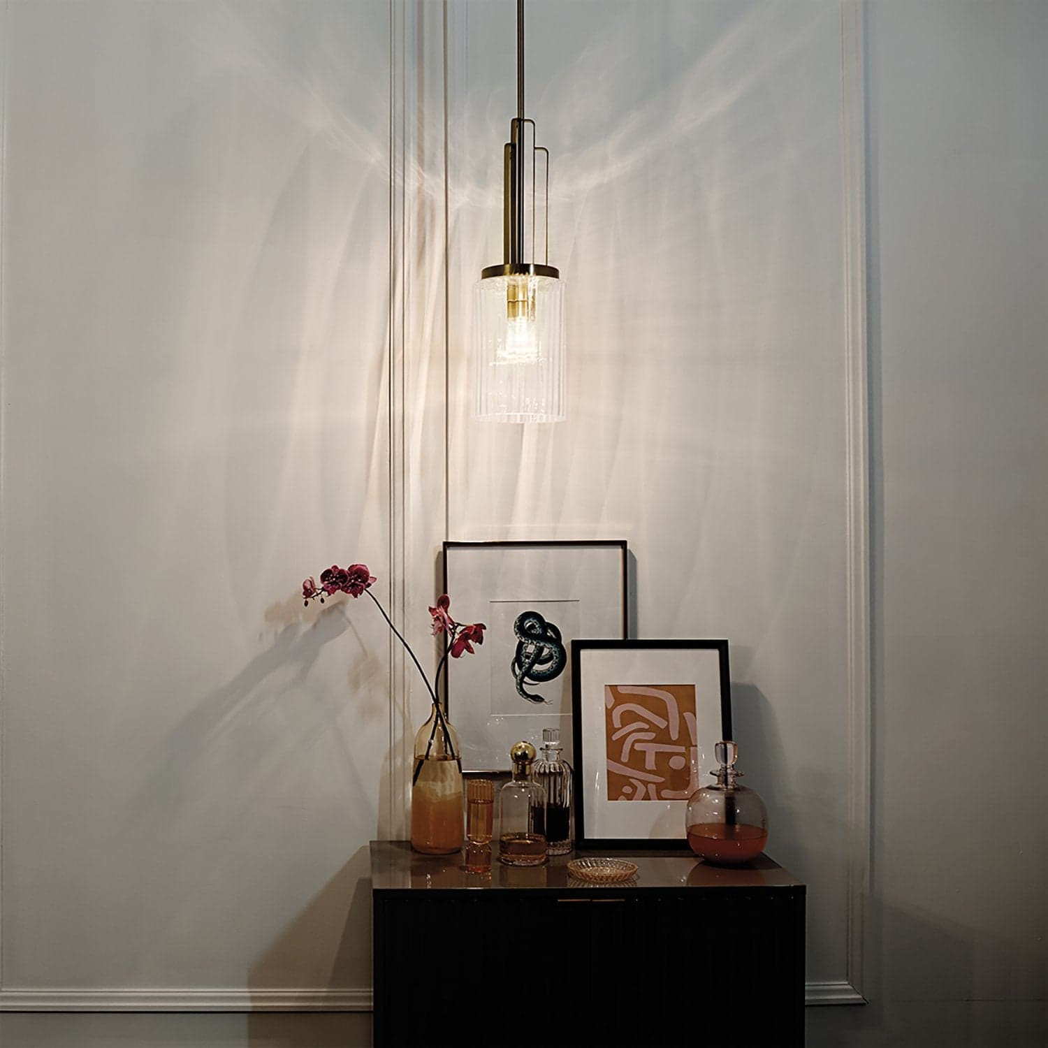 Sospensione Contemporanea Kimrose Acciaio Ottone Spazzolato Vetro 1 Luce E27 in Lampade a sospensione LuceArt - Montecorvino Pugliano, commercioVirtuoso.it
