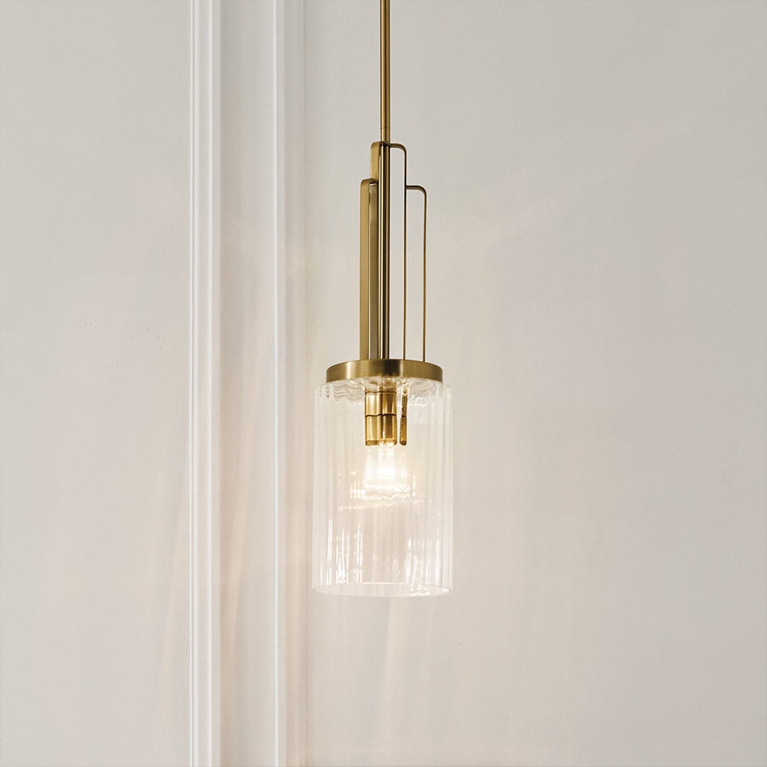 Sospensione Contemporanea Kimrose Acciaio Ottone Spazzolato Vetro 1 Luce E27 in Lampade a sospensione LuceArt - Montecorvino Pugliano, commercioVirtuoso.it
