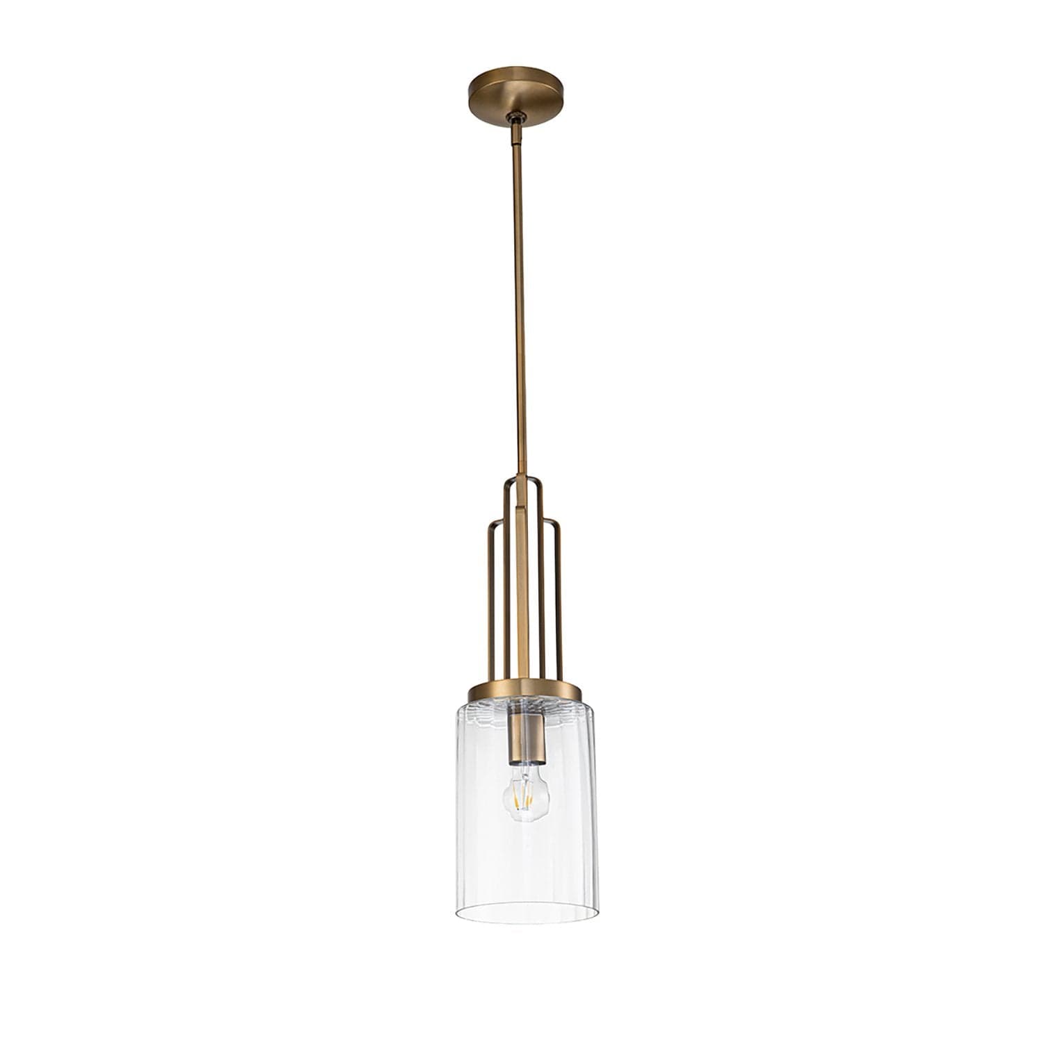 Sospensione Contemporanea Kimrose Acciaio Ottone Spazzolato Vetro 1 Luce E27 in Lampade a sospensione LuceArt - Montecorvino Pugliano, commercioVirtuoso.it