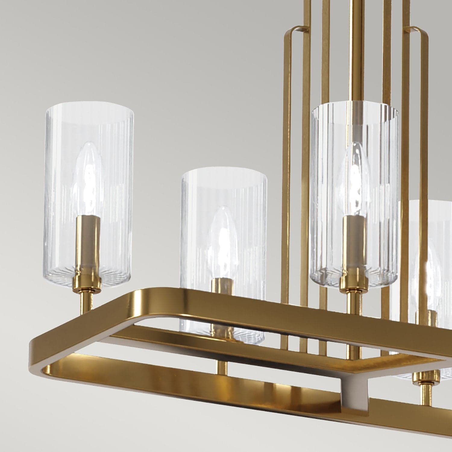 Lampadario Contemporaneo Kimrose Acciaio Ottone Spazzolato Vetro 10 Luci E14 in Lampadari LuceArt - Montecorvino Pugliano, commercioVirtuoso.it