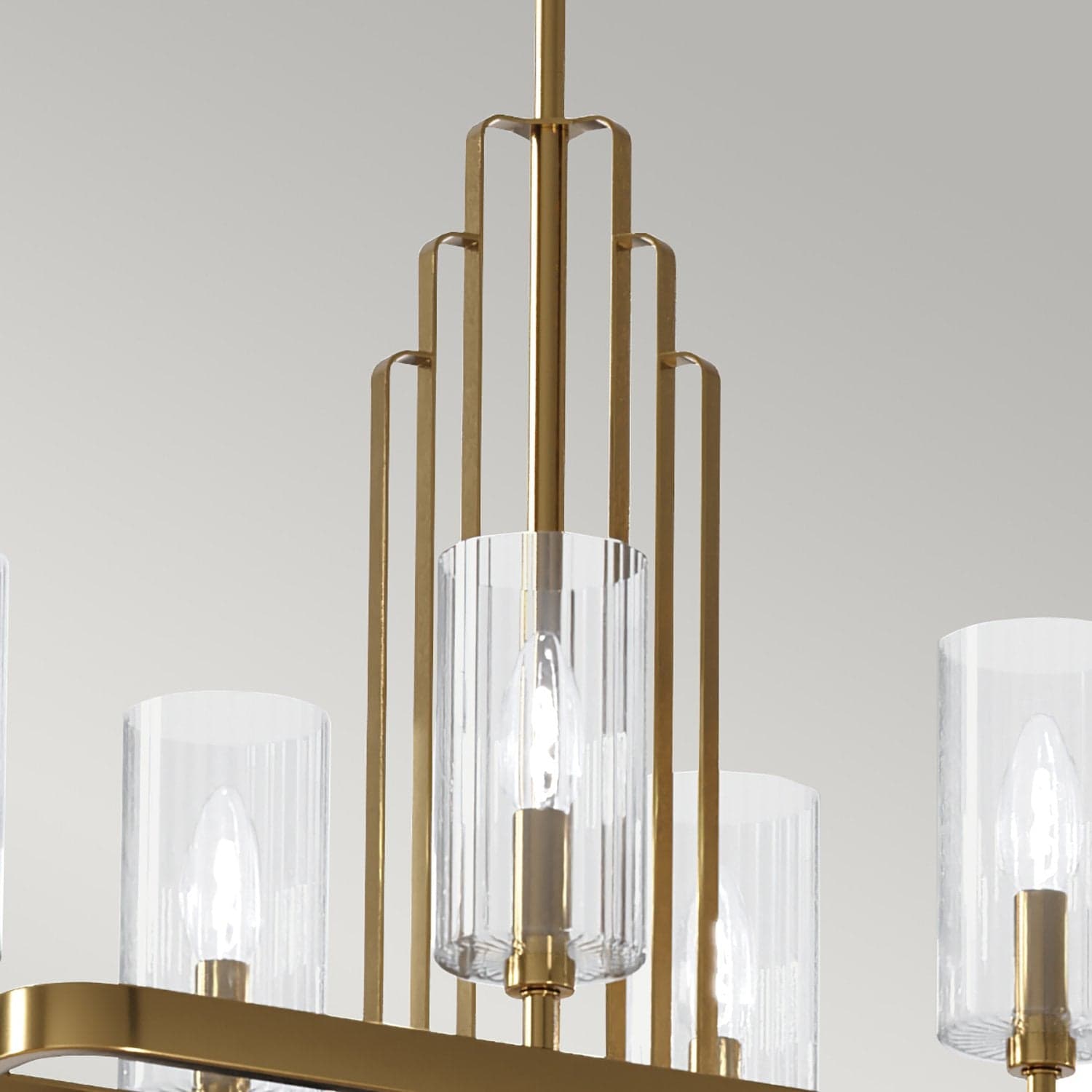 Lampadario Contemporaneo Kimrose Acciaio Ottone Spazzolato Vetro 10 Luci E14 in Lampadari LuceArt - Montecorvino Pugliano, commercioVirtuoso.it