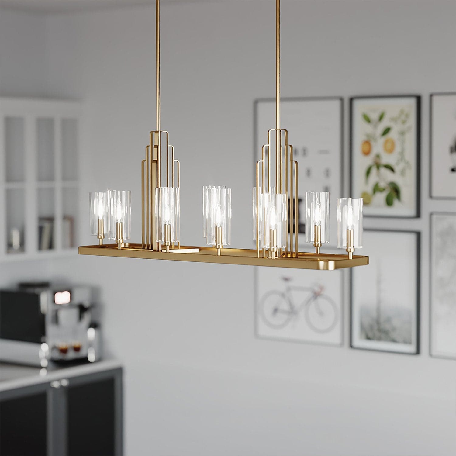 Lampadario Contemporaneo Kimrose Acciaio Ottone Spazzolato Vetro 10 Luci E14 in Lampadari LuceArt - Montecorvino Pugliano, commercioVirtuoso.it