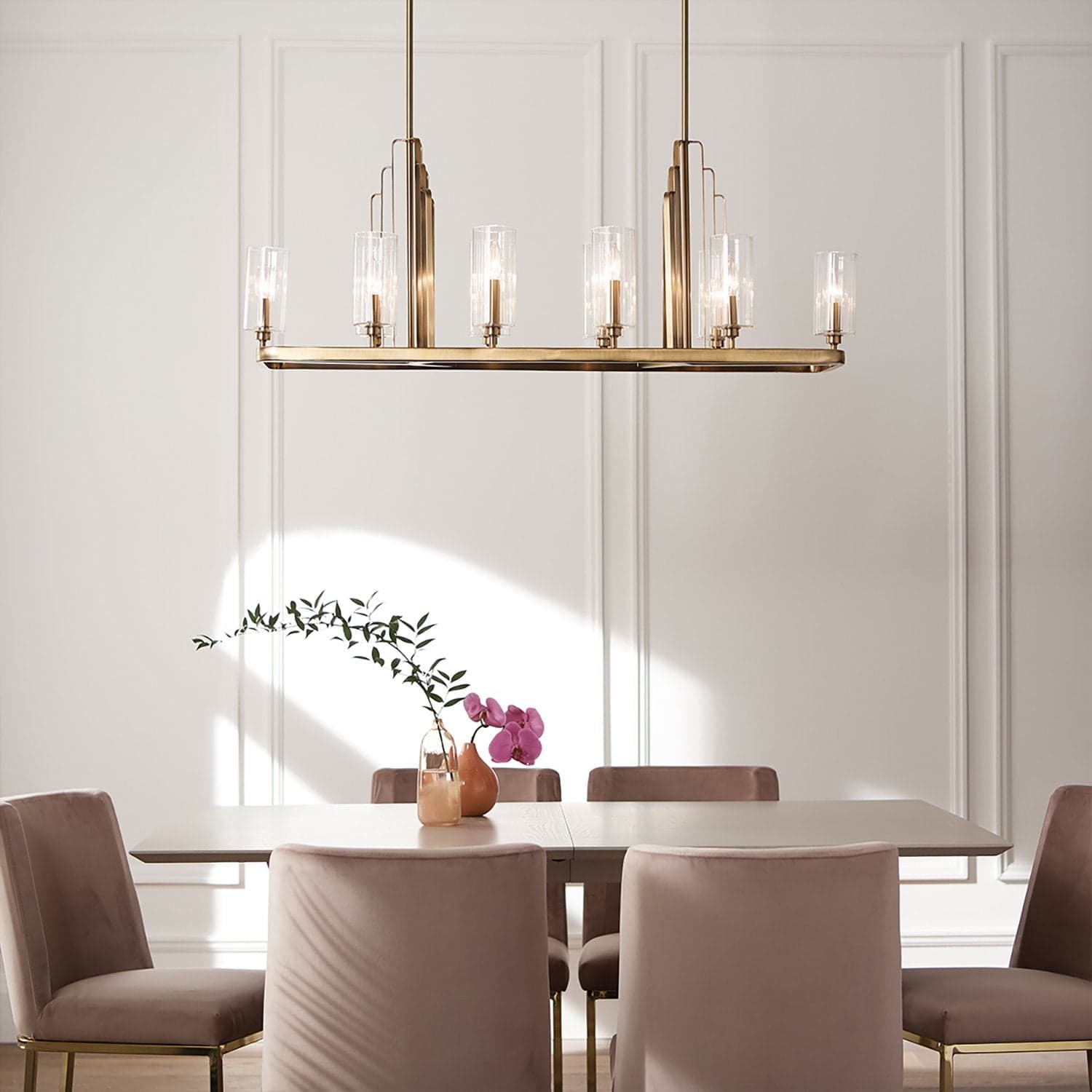 Lampadario Contemporaneo Kimrose Acciaio Ottone Spazzolato Vetro 10 Luci E14 in Lampadari LuceArt - Montecorvino Pugliano, commercioVirtuoso.it