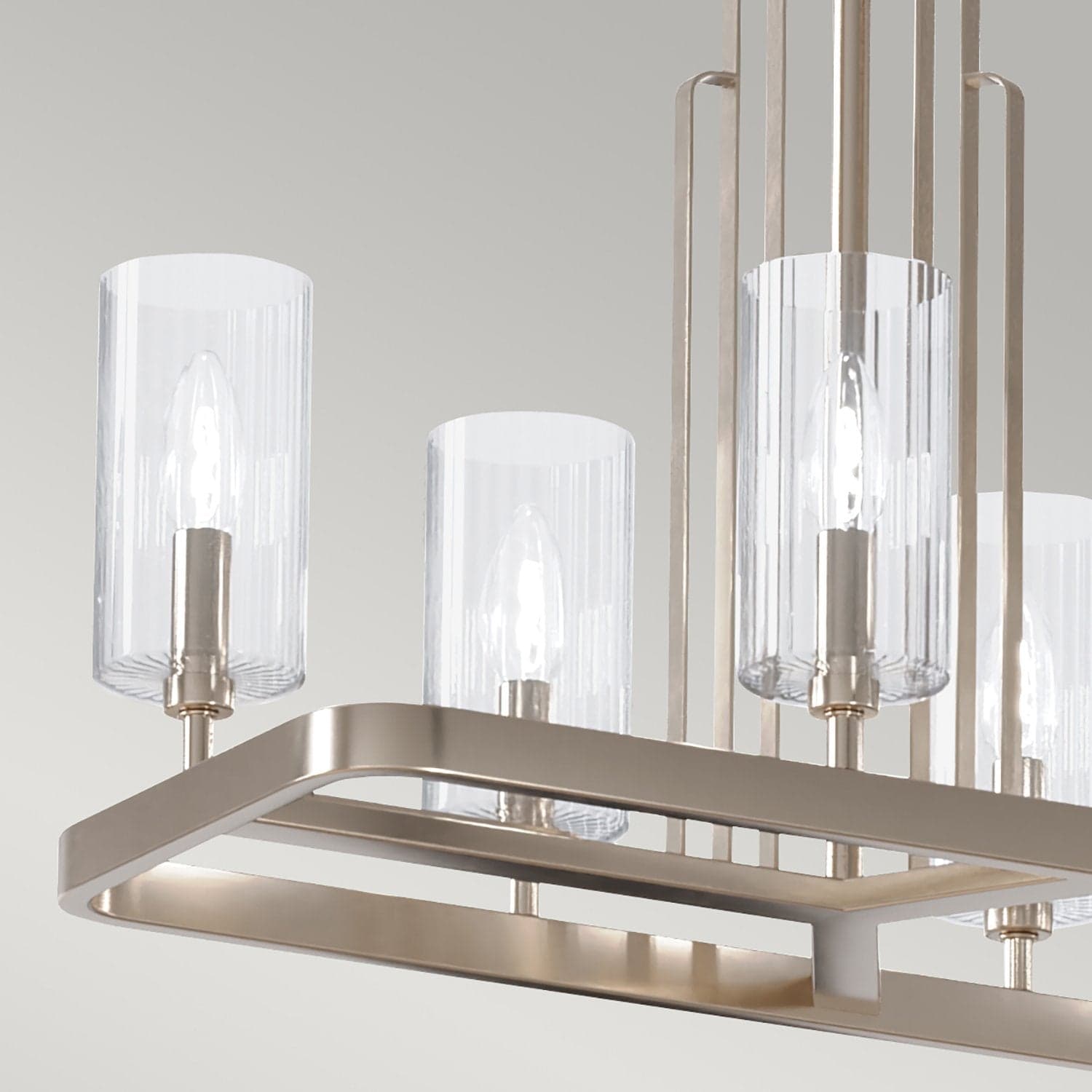 Lampadario Contemporaneo Kimrose Acciaio Nichel Lucido Vetro 10 Luci E14 in Lampade a sospensione LuceArt - Montecorvino Pugliano, commercioVirtuoso.it