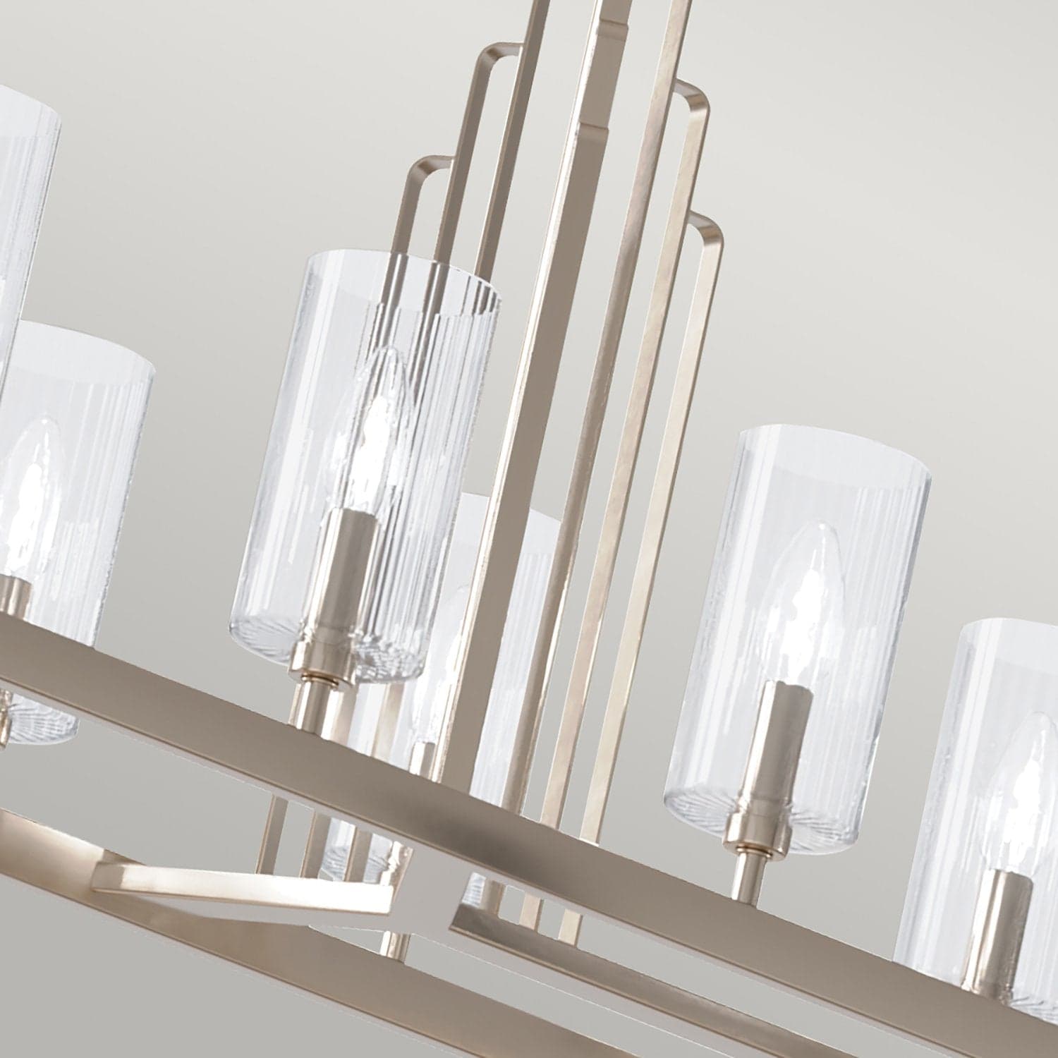 Lampadario Contemporaneo Kimrose Acciaio Nichel Lucido Vetro 10 Luci E14 in Lampade a sospensione LuceArt - Montecorvino Pugliano, commercioVirtuoso.it
