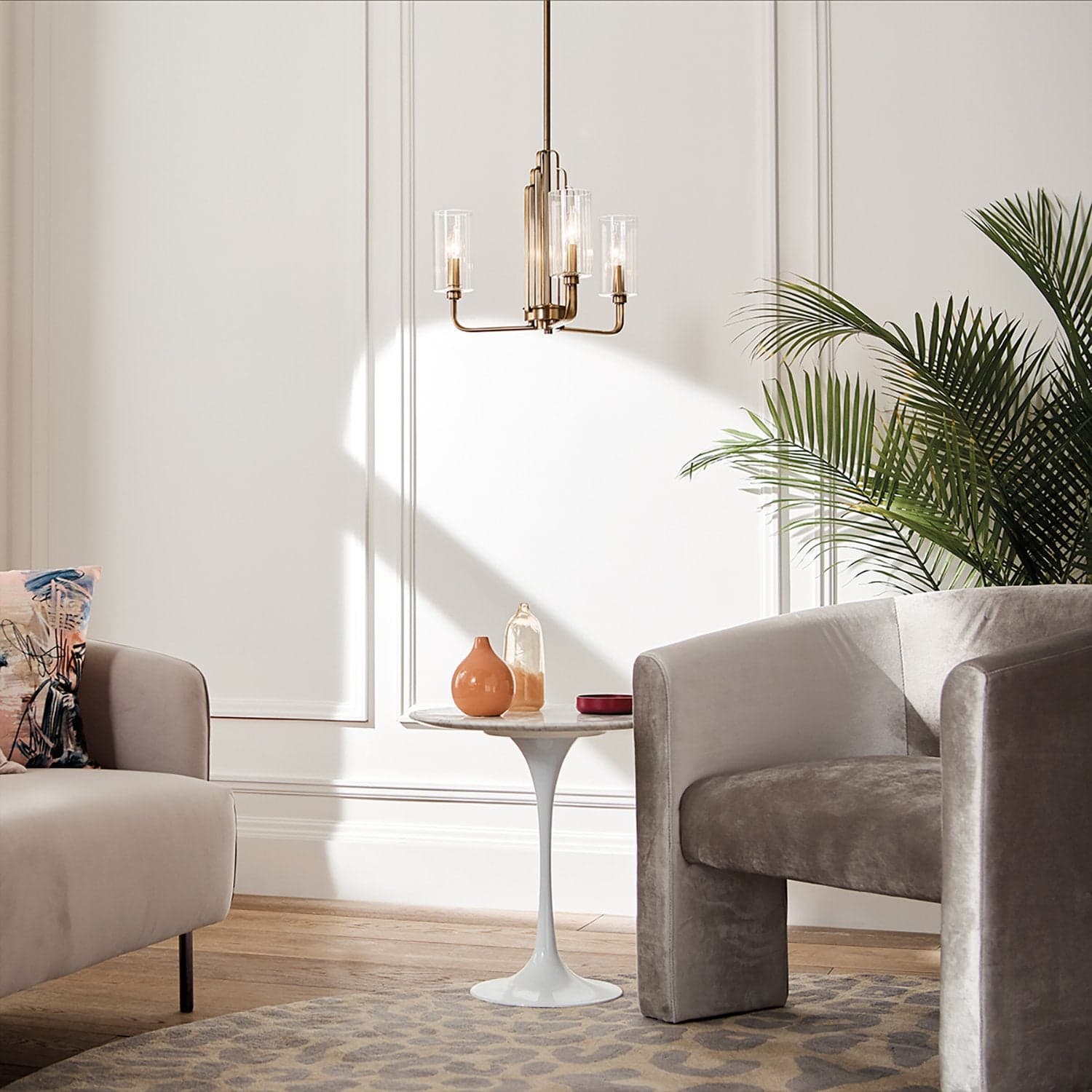 Lampadario Contemporaneo Kimrose Acciaio Ottone Spazzolato Vetro 3 Luci E14 in Lampade a sospensione LuceArt - Montecorvino Pugliano, commercioVirtuoso.it