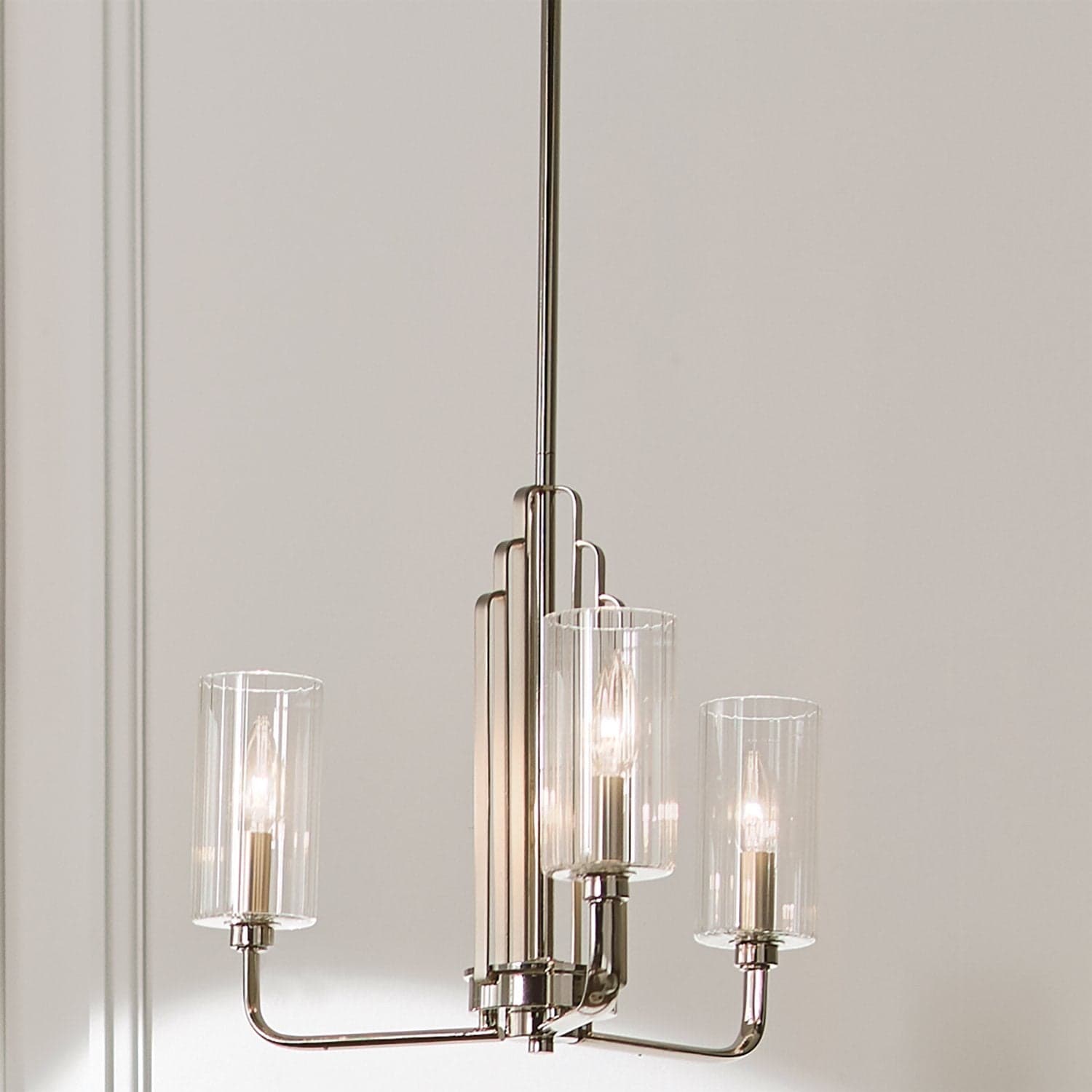 Lampadario Contemporaneo Kimrose Acciaio Nichel Lucido Vetro 3 Luci E14 in Lampadari LuceArt - Montecorvino Pugliano, commercioVirtuoso.it