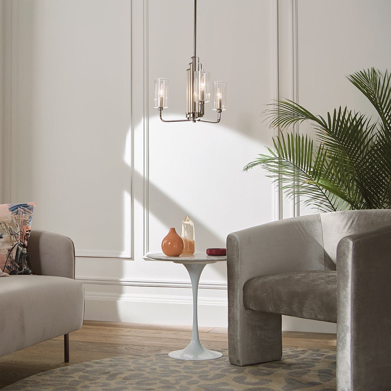 Lampadario Contemporaneo Kimrose Acciaio Nichel Lucido Vetro 3 Luci E14 in Lampadari LuceArt - Montecorvino Pugliano, commercioVirtuoso.it