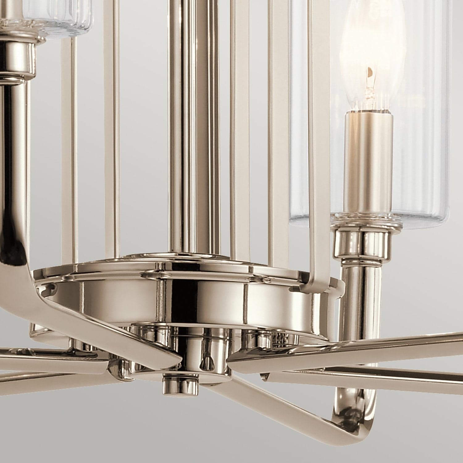 Lampadario Contemporaneo Kimrose Acciaio Nichel Lucido Vetro 6 Luci E14 in Lampadari LuceArt - Montecorvino Pugliano, commercioVirtuoso.it