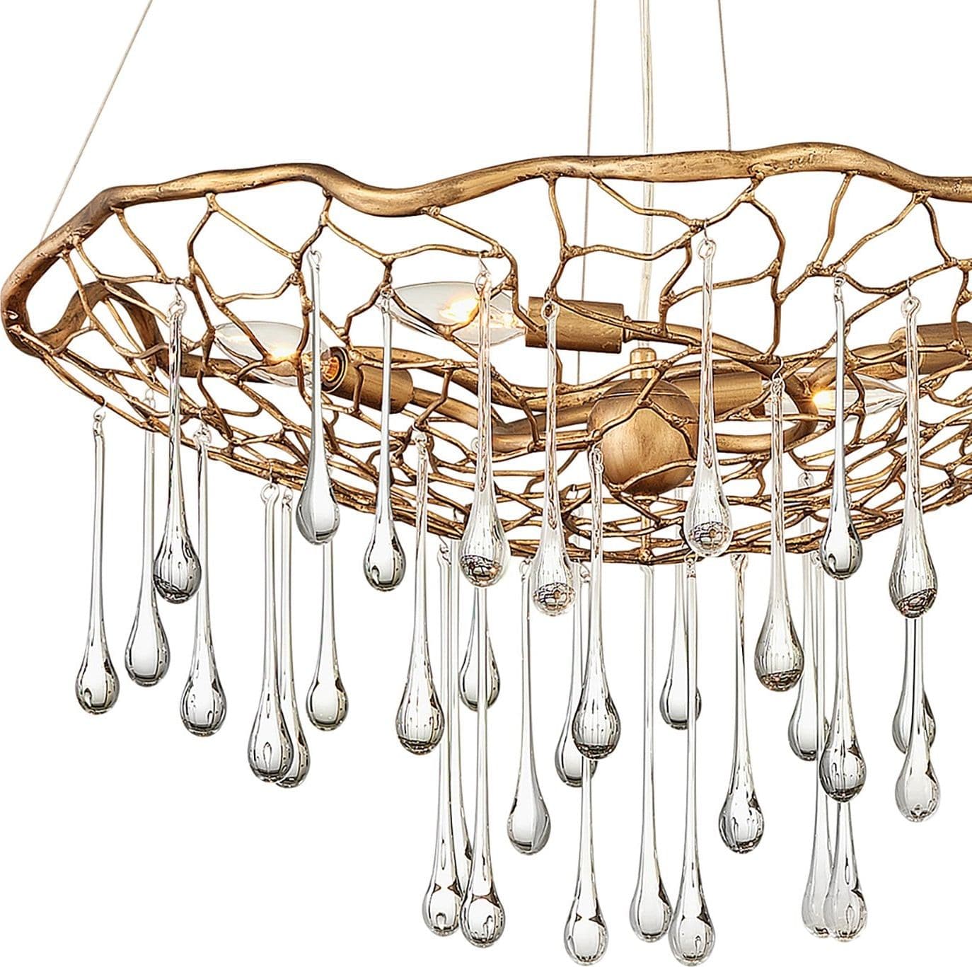 Lampadario Contemporaneo Laguna Acciaio Oro Brunito Vetro 4 Luci E14 in Lampadari LuceArt - Montecorvino Pugliano, commercioVirtuoso.it
