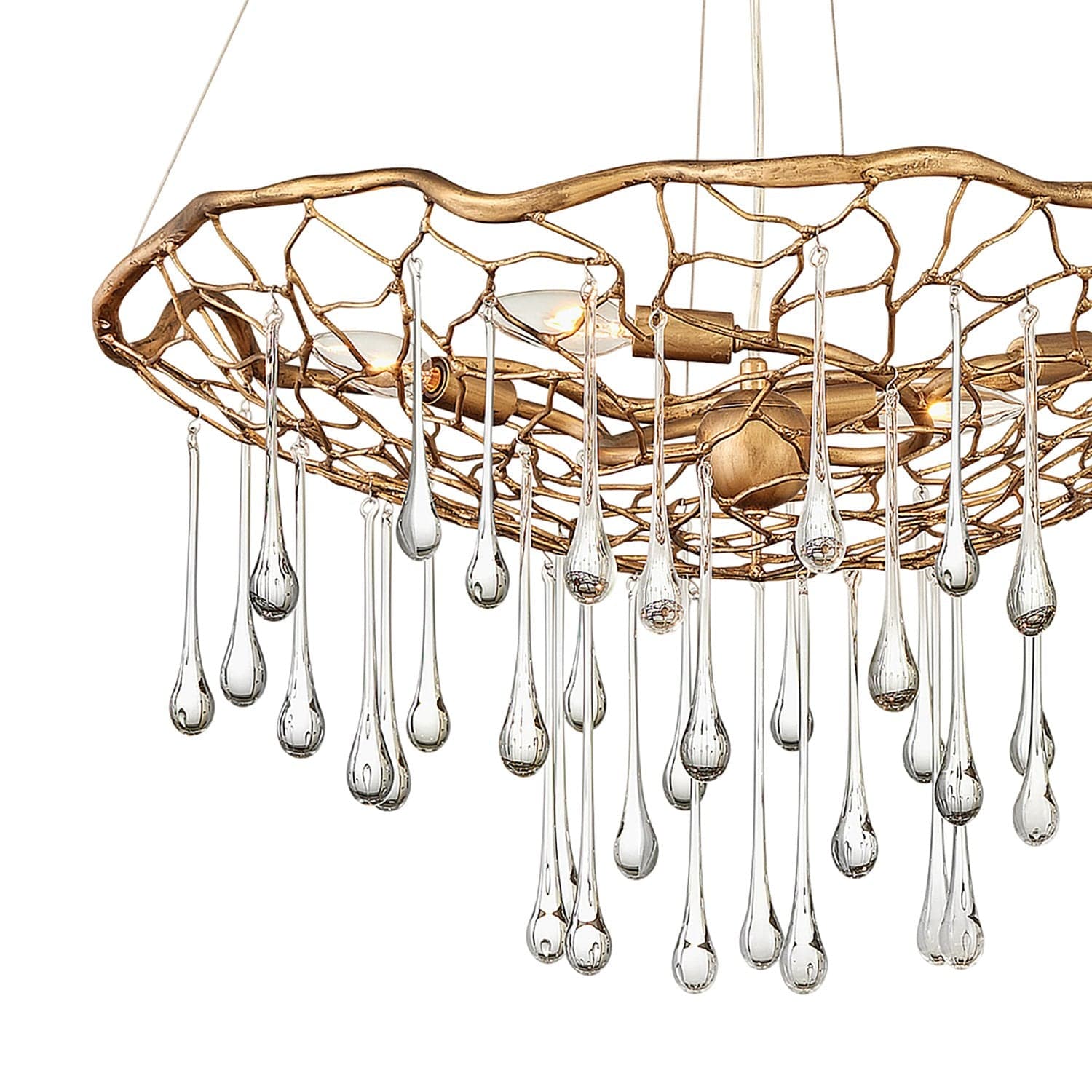 Lampadario Contemporaneo Laguna Acciaio Oro Brunito Vetro 4 Luci E14 in Lampadari LuceArt - Montecorvino Pugliano, commercioVirtuoso.it