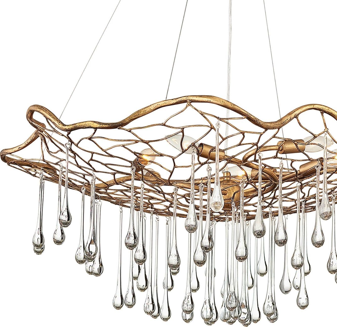 Lampadario Contemporaneo Laguna Acciaio Oro Brunito Vetro 6 Luci E14 in Lampade a sospensione LuceArt - Montecorvino Pugliano, commercioVirtuoso.it