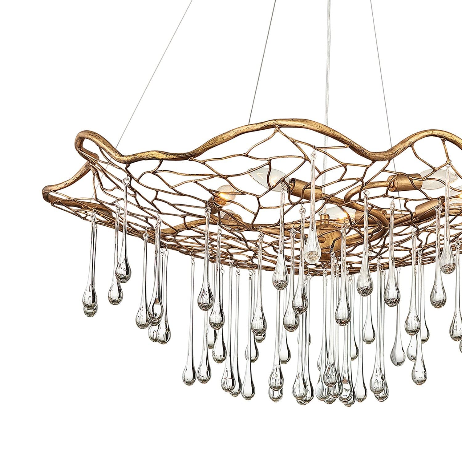 Lampadario Contemporaneo Laguna Acciaio Oro Brunito Vetro 6 Luci E14 in Lampade a sospensione LuceArt - Montecorvino Pugliano, commercioVirtuoso.it