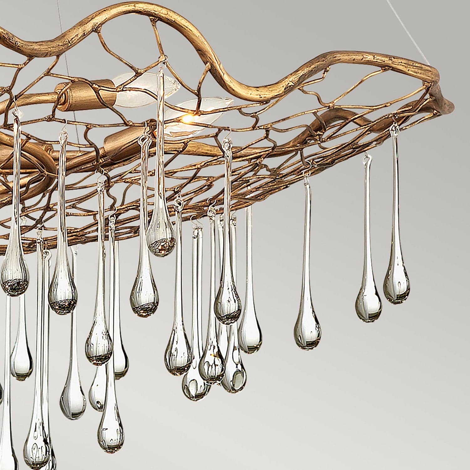 Lampadario Contemporaneo Laguna Acciaio Oro Brunito Vetro 6 Luci E14 in Lampade a sospensione LuceArt - Montecorvino Pugliano, commercioVirtuoso.it