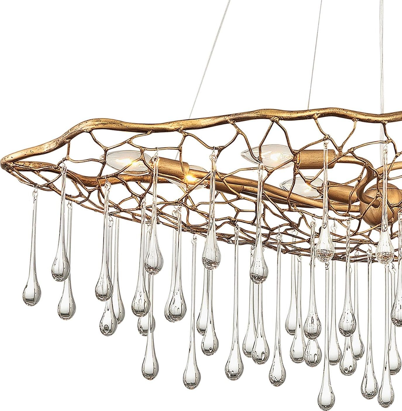 Lampadario Contemporaneo Laguna Acciaio Oro Brunito Vetro 8 Luci E14 in Lampade a sospensione LuceArt - Montecorvino Pugliano, commercioVirtuoso.it