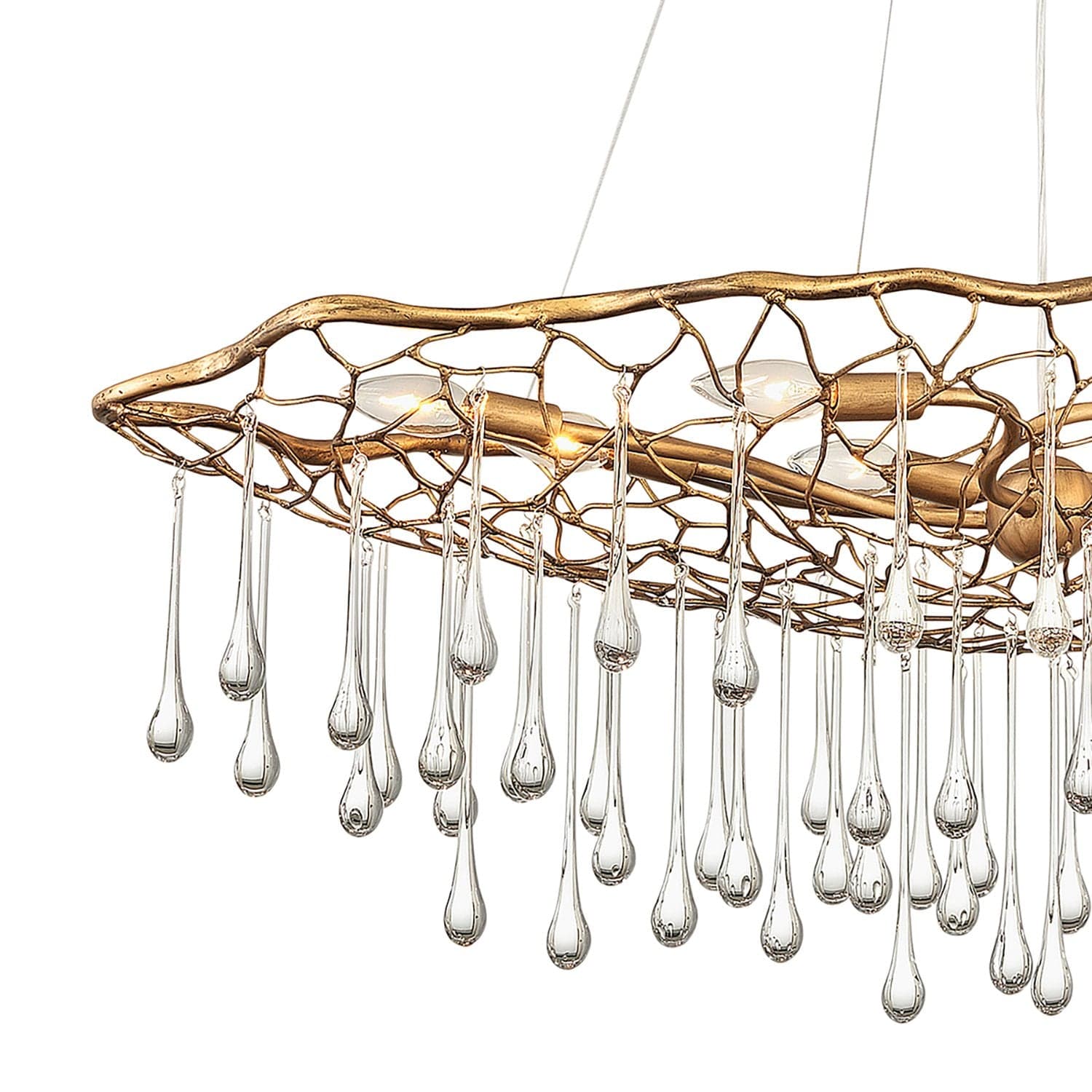 Lampadario Contemporaneo Laguna Acciaio Oro Brunito Vetro 8 Luci E14 in Lampade a sospensione LuceArt - Montecorvino Pugliano, commercioVirtuoso.it