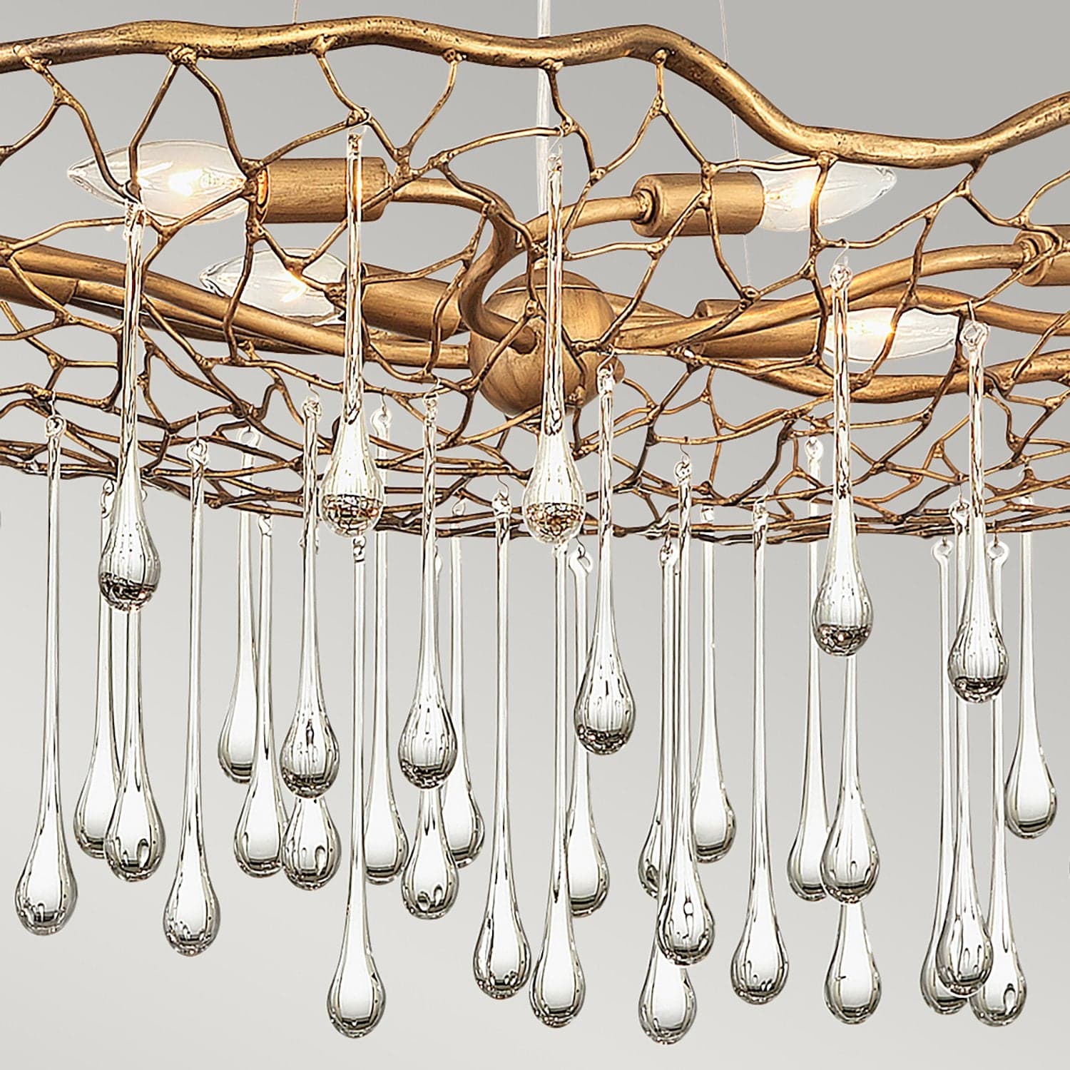 Lampadario Contemporaneo Laguna Acciaio Oro Brunito Vetro 8 Luci E14 in Lampade a sospensione LuceArt - Montecorvino Pugliano, commercioVirtuoso.it