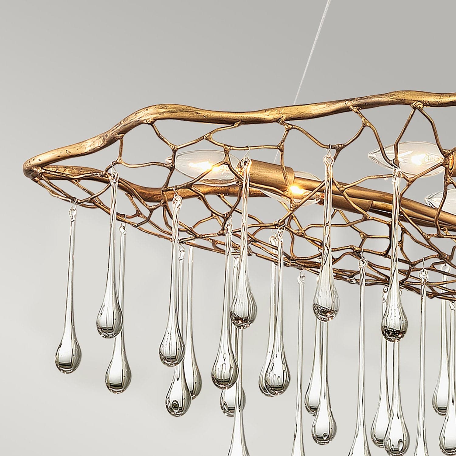 Lampadario Contemporaneo Laguna Acciaio Oro Brunito Vetro 8 Luci E14 in Lampade a sospensione LuceArt - Montecorvino Pugliano, commercioVirtuoso.it