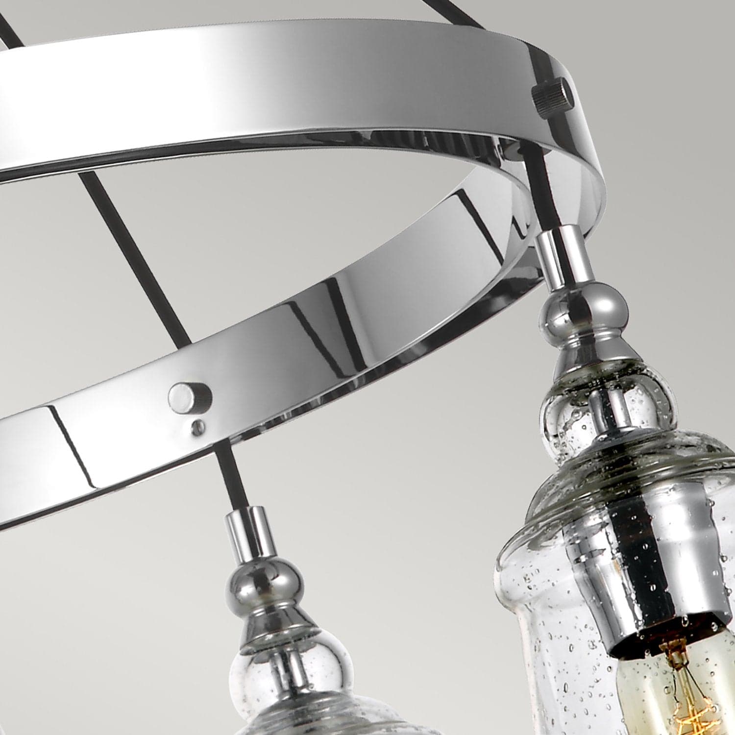Lampadario Industrial Nordico Loras Acciaio Vetro 5 Luci E27 in Lampade a sospensione LuceArt - Montecorvino Pugliano, commercioVirtuoso.it