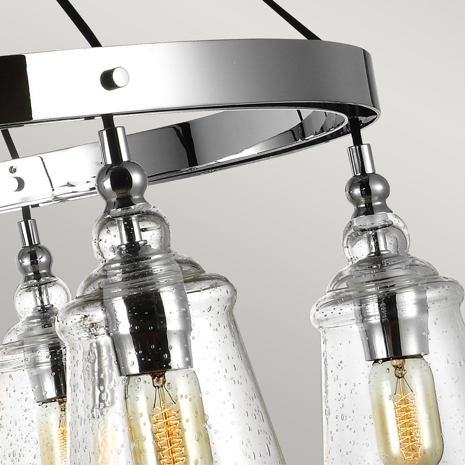 Lampadario Industrial Nordico Loras Acciaio Vetro 6 Luci E27 in Lampade a sospensione LuceArt - Montecorvino Pugliano, commercioVirtuoso.it