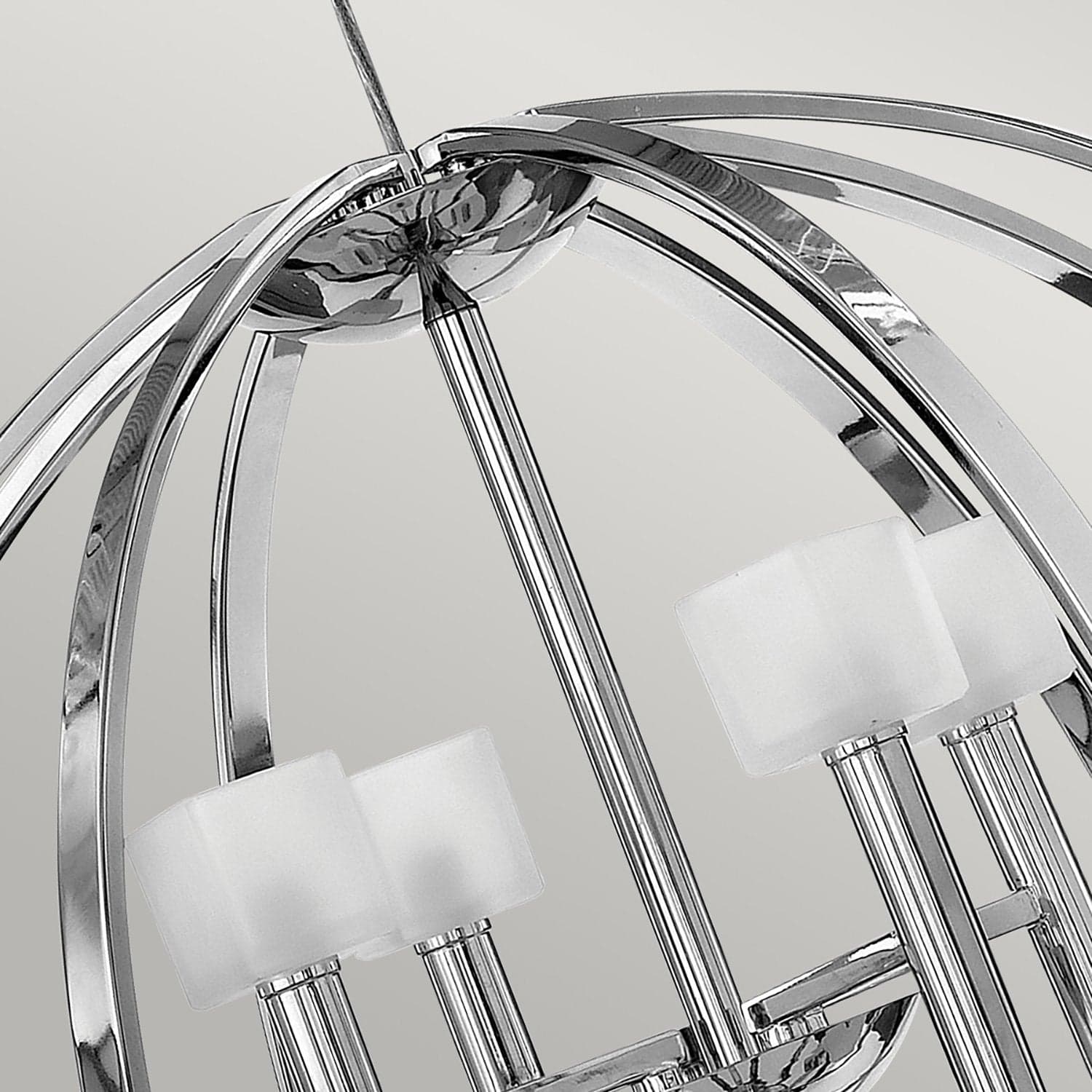 Lampadario Industrial Nordico Mondo Acciaio Cromo Lucido Vetro 8 Luci G9 3 Led in Lampade a sospensione LuceArt - Montecorvino Pugliano, commercioVirtuoso.it