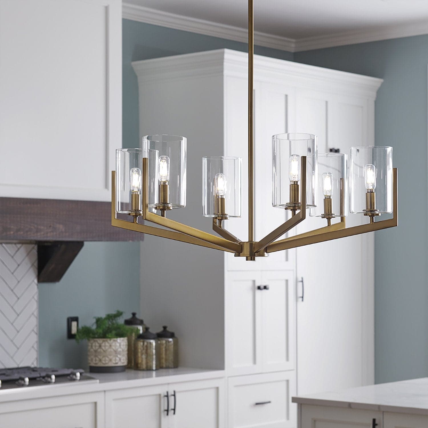 Lampadario Contemporaneo Nye Acciaio Ottone Naturale Spazzolato 6 Luci E14 in Lampade a sospensione LuceArt - Montecorvino Pugliano, commercioVirtuoso.it