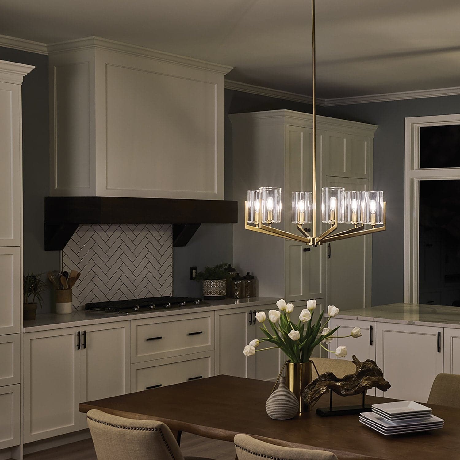 Lampadario Contemporaneo Nye Acciaio Ottone Naturale Spazzolato 6 Luci E14 in Lampade a sospensione LuceArt - Montecorvino Pugliano, commercioVirtuoso.it