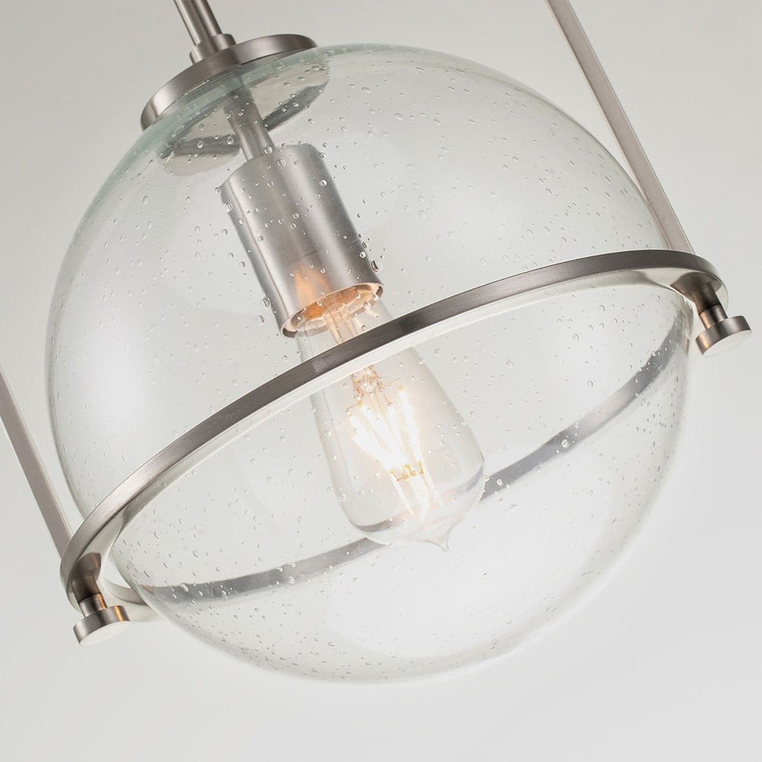 Sospensione Industrial Nordica Somerset Acciaio Nichel Spazzolato Vetro Luce E27 in Lampade a sospensione LuceArt - Montecorvino Pugliano, commercioVirtuoso.it