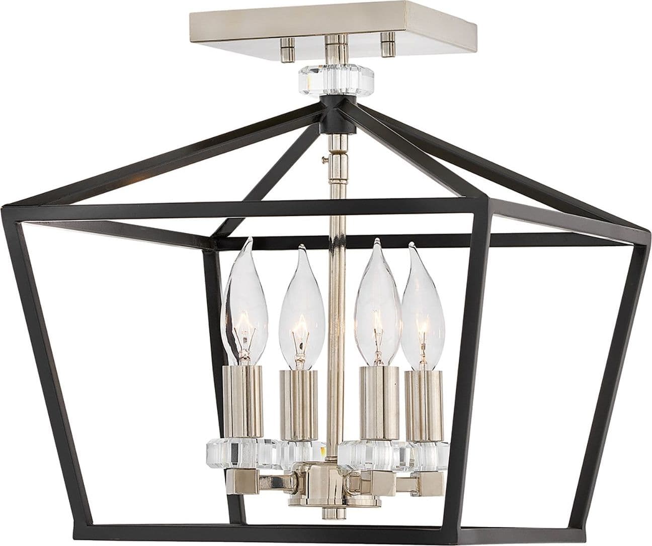 Lampadario Industrial Nordico Stinson Acciaio Nero E Nichel Lucido 4 Luci E14 in Lampadari LuceArt - Montecorvino Pugliano, commercioVirtuoso.it